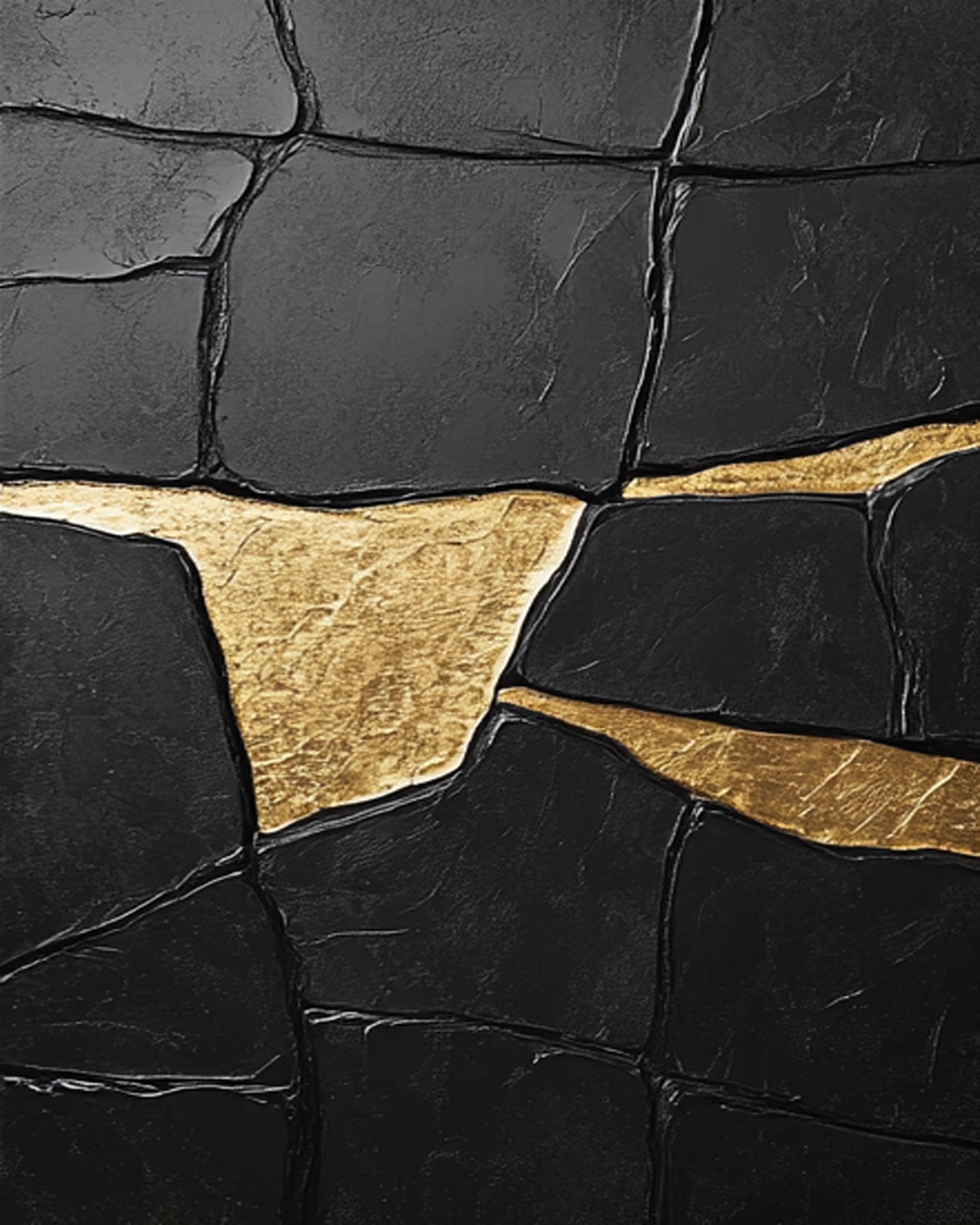 Textured Black Abstract with Irregular Gold Veins, Modern Art #BGA 185