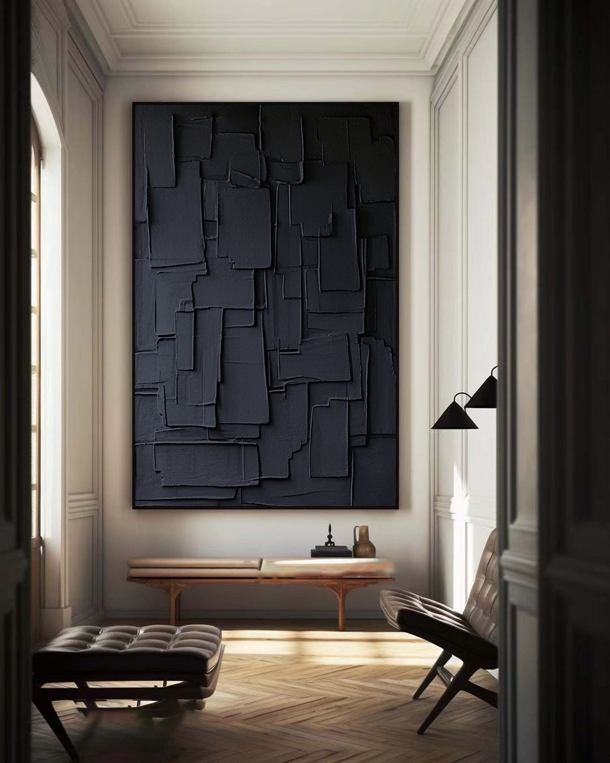 Minimalist Wall Art in Black | Abstract Geometric Canvas #BBA 054