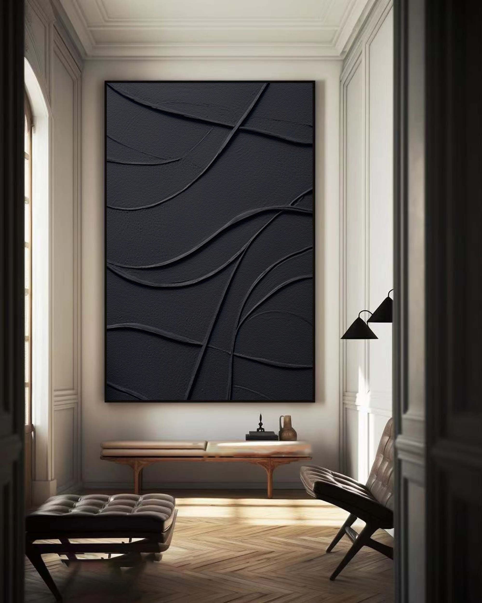 Minimalist Art: Large Black Wall Art for Chic Interiors #BBA 060