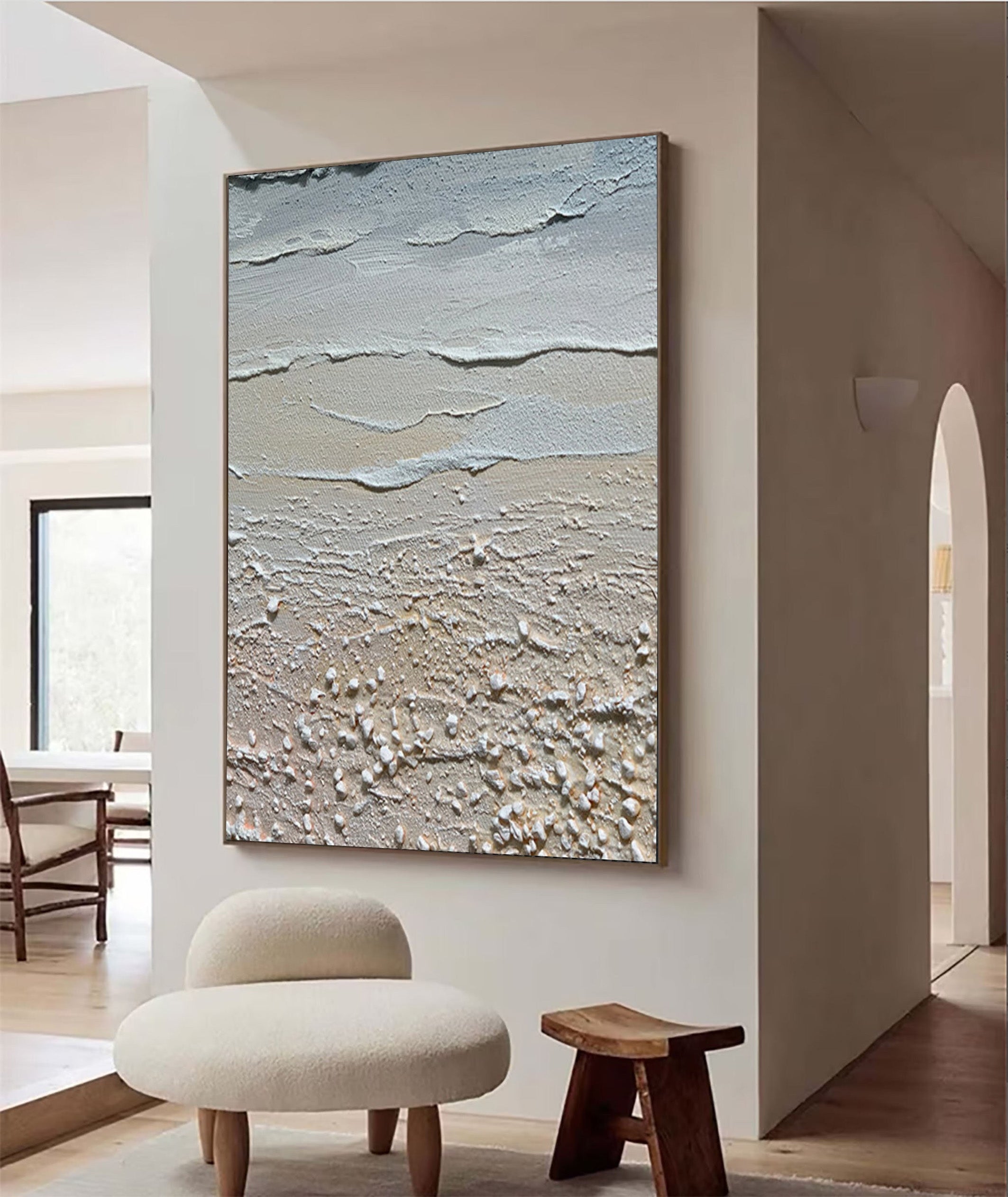 Sandy Shores: Abstract Beach Canvas, Neutral Coastal Decor #BGA 129