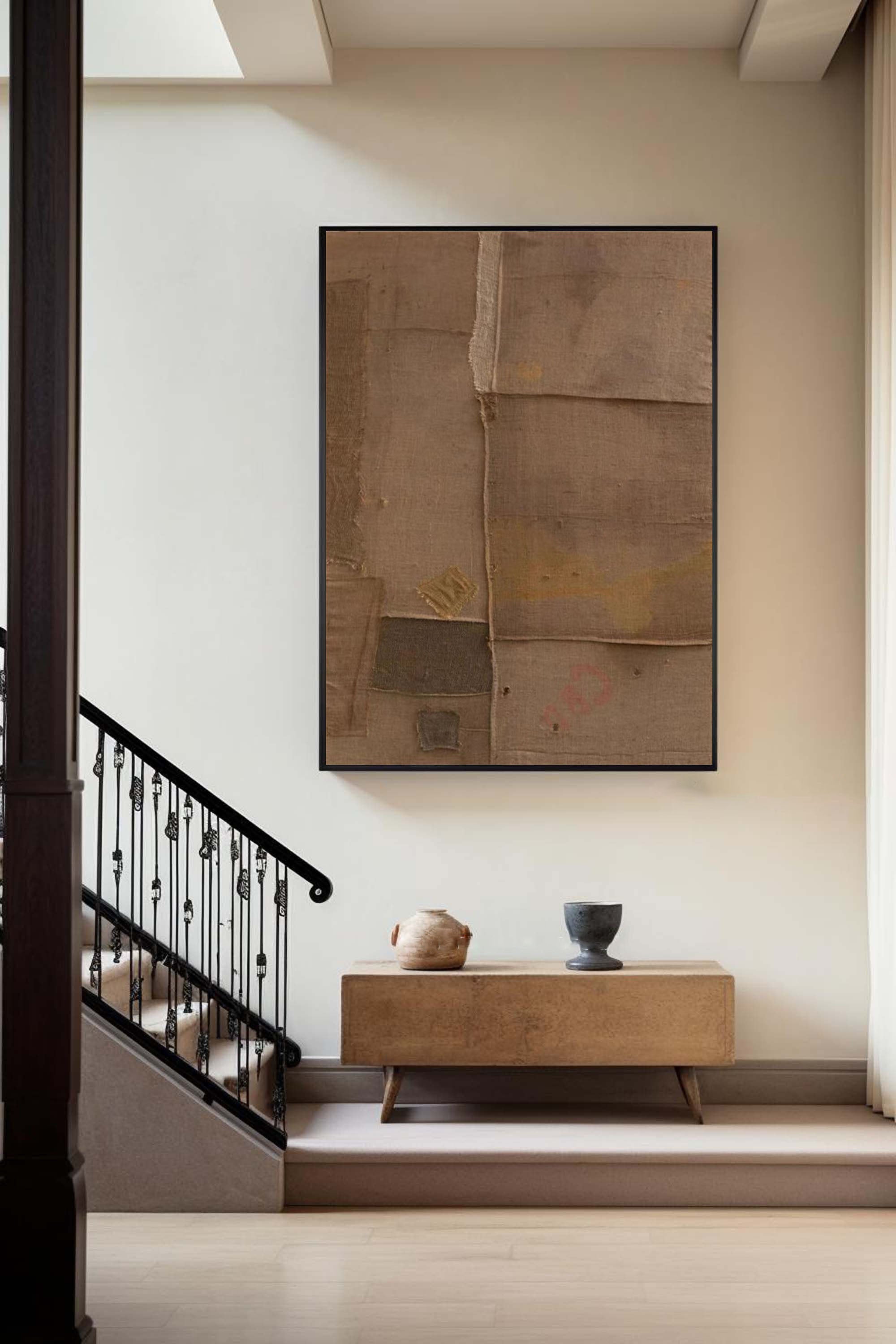 Beige & Brown Abstract Painting #LL 021