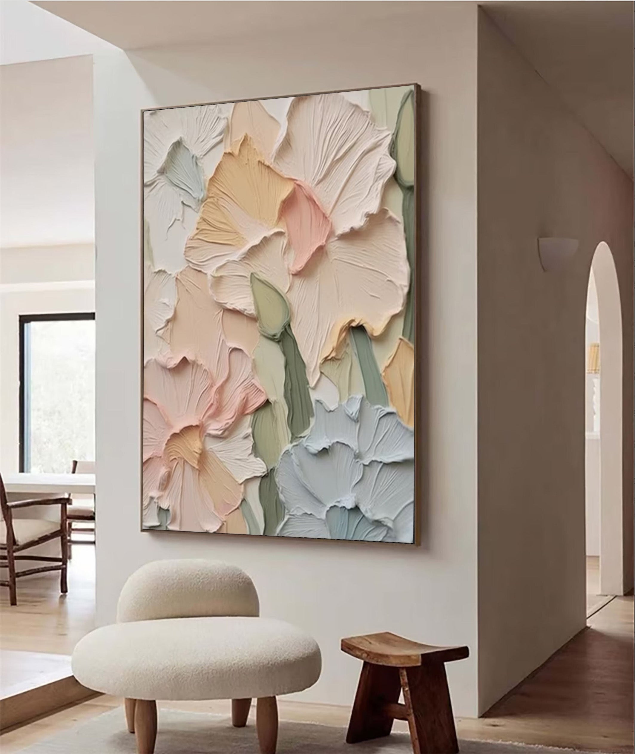 Soft Bloom Relief: 3D Flower Painting, Textured Floral Art #BGA 123