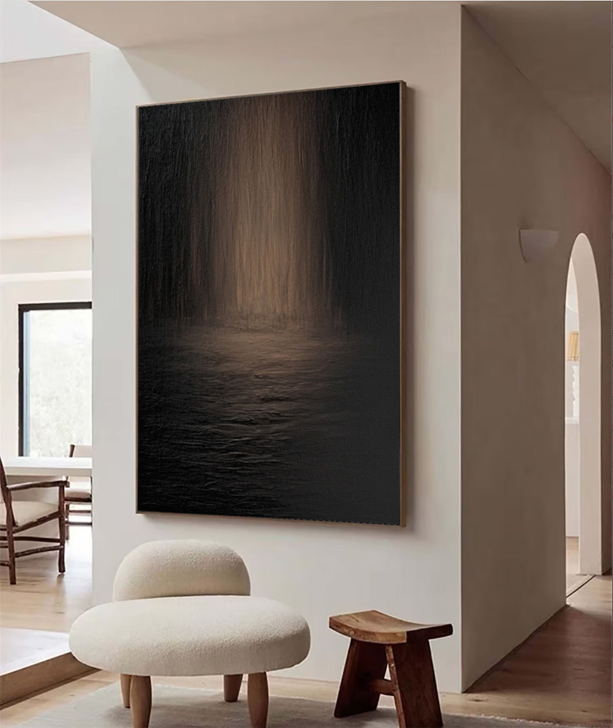 Dark Landscape with Textured Water and Vertical Mystery #BGA 202