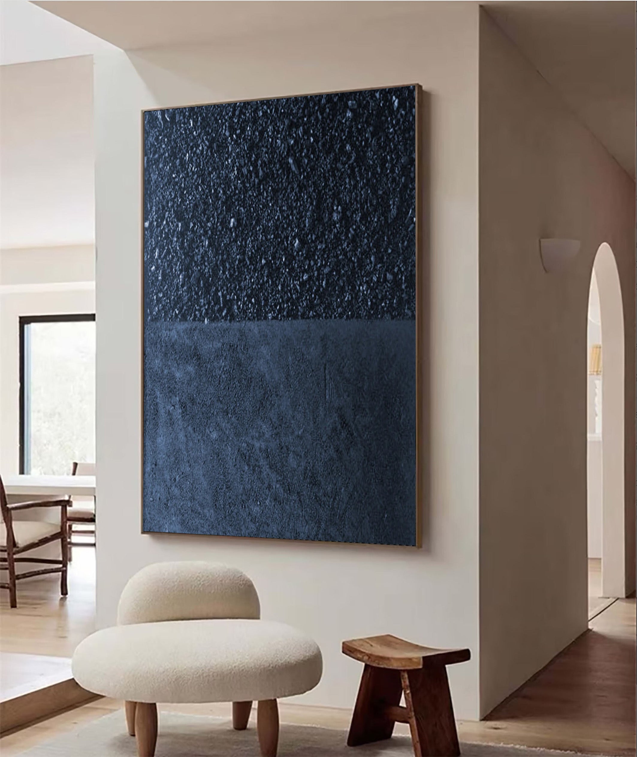 Midnight Texture: Minimalist Dark Art, Deep Blue Canvas #BGA 115