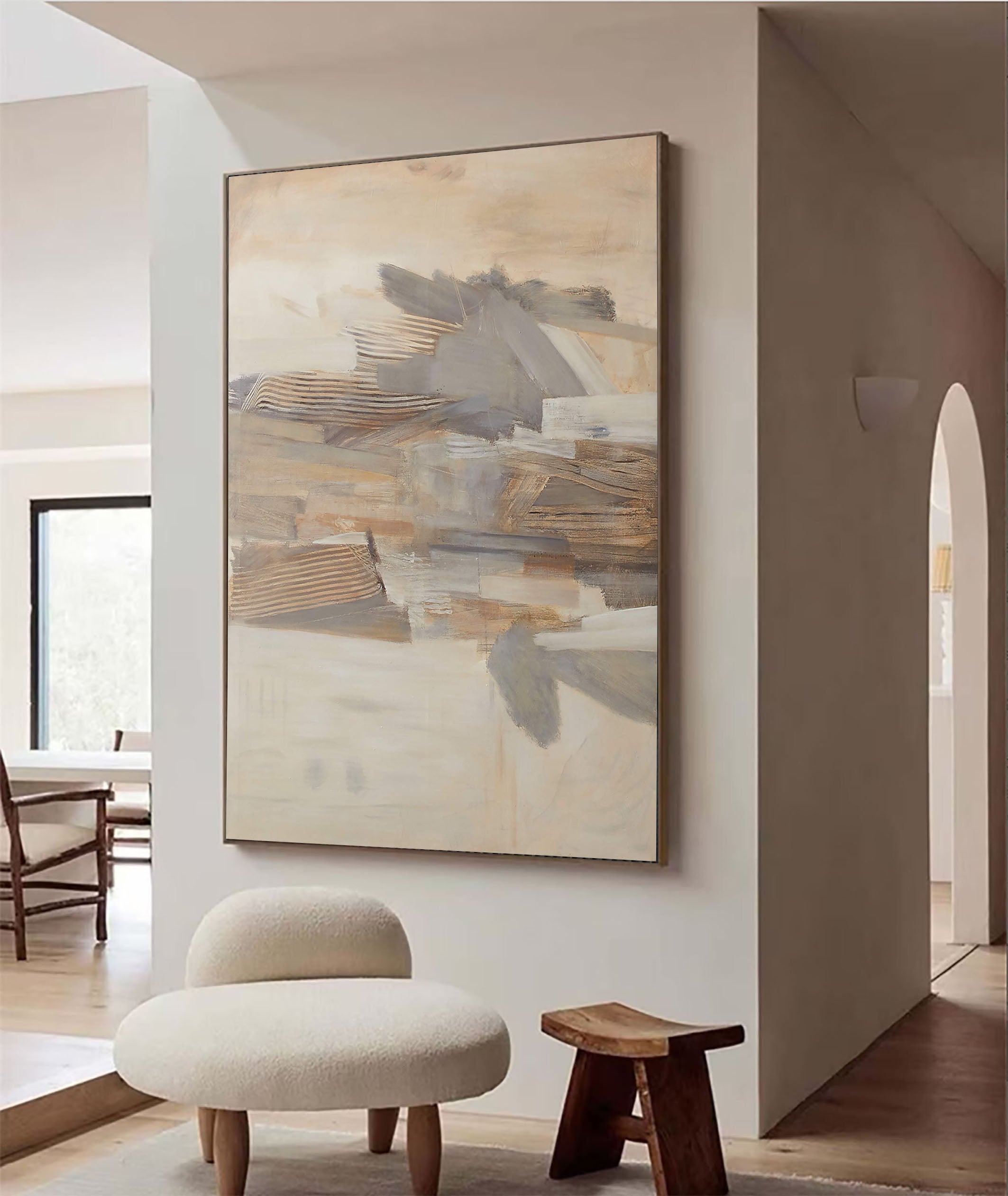 Textured Abstract Landscape, Layered Forms, Neutral Palette #BGA 053