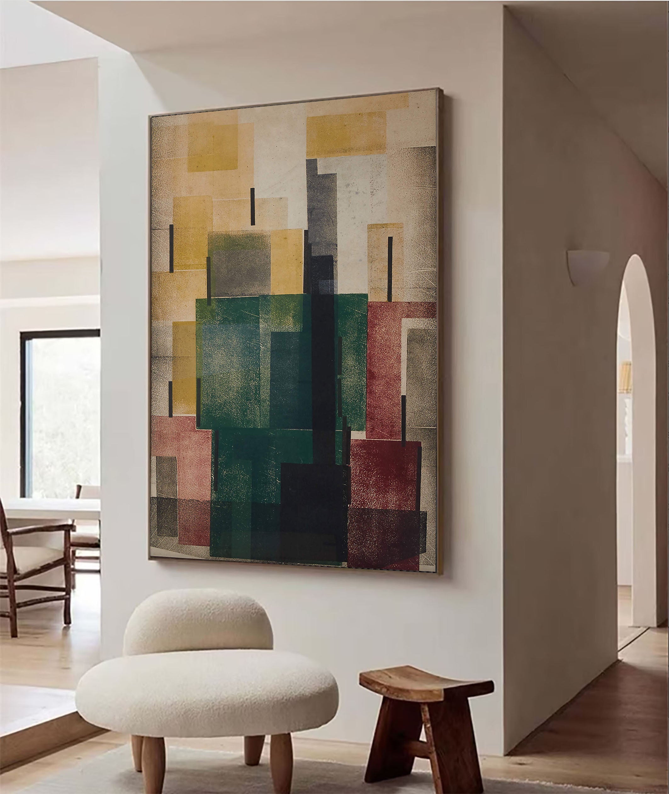 Layered Geometric Abstract In Earth Tones, Modern Minimalist #BGA 051