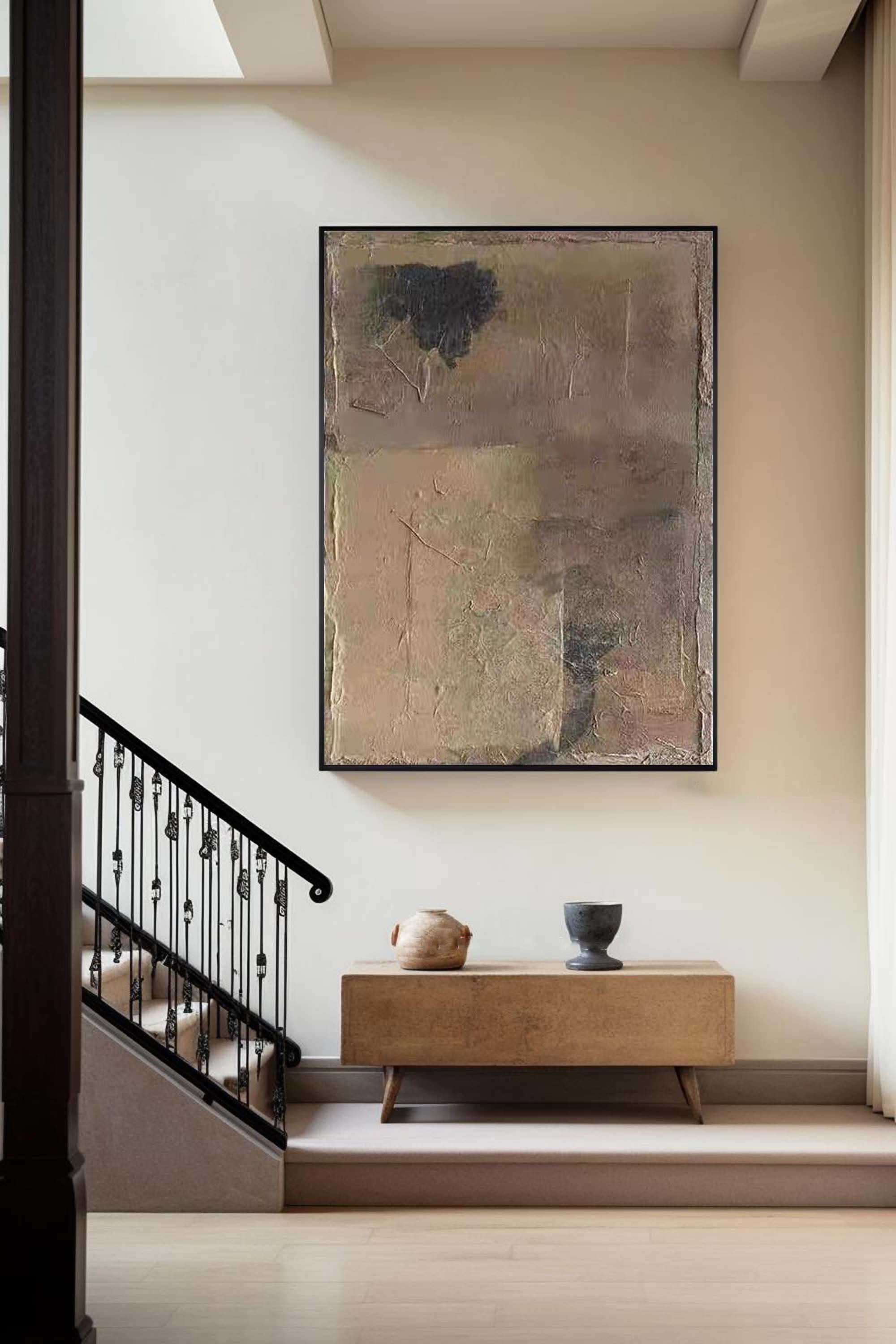 Beige & Brown Abstract Painting #LL 015