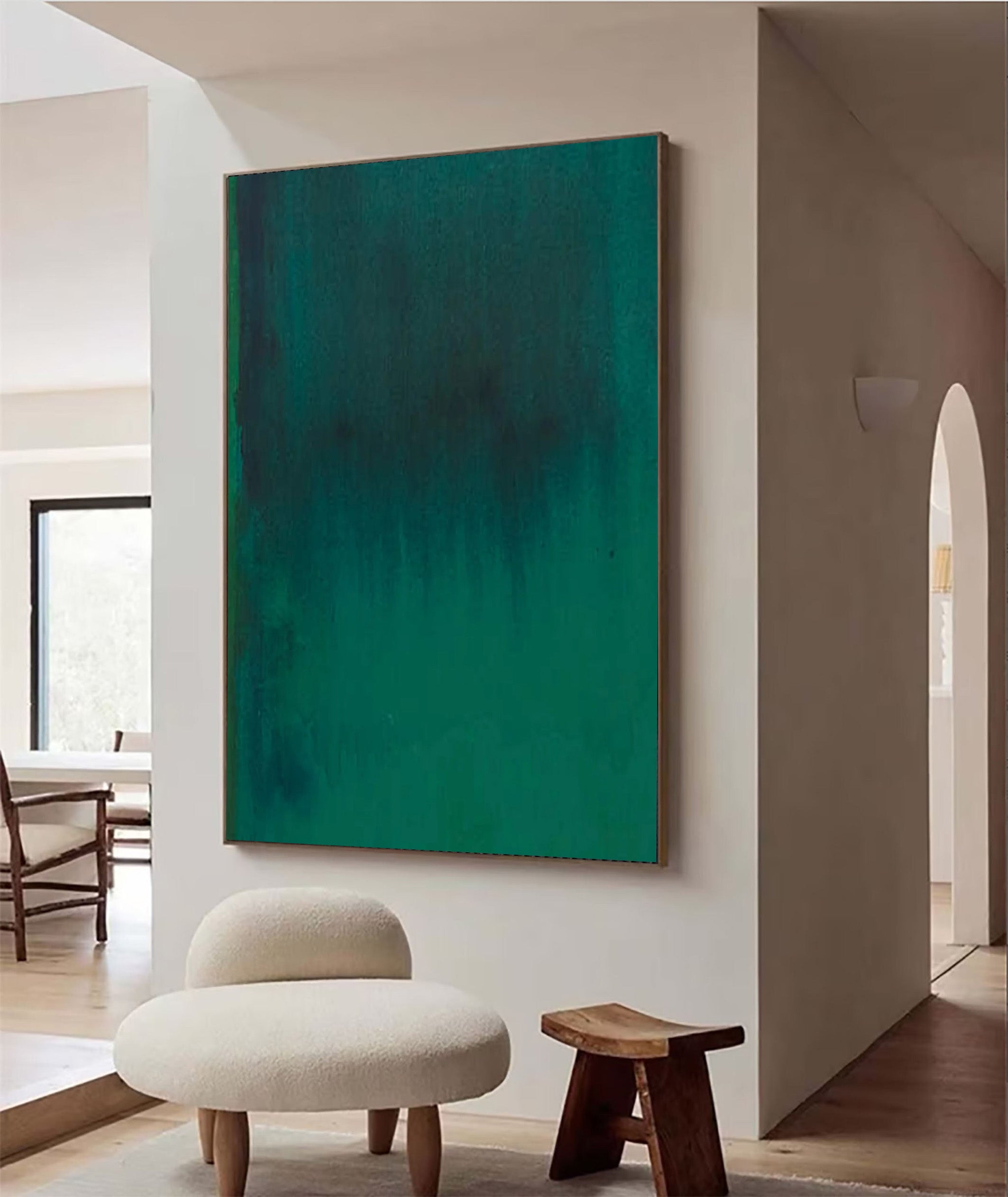 Aurora Green Abstract Painting, Textured Minimalist Art #BGA 116