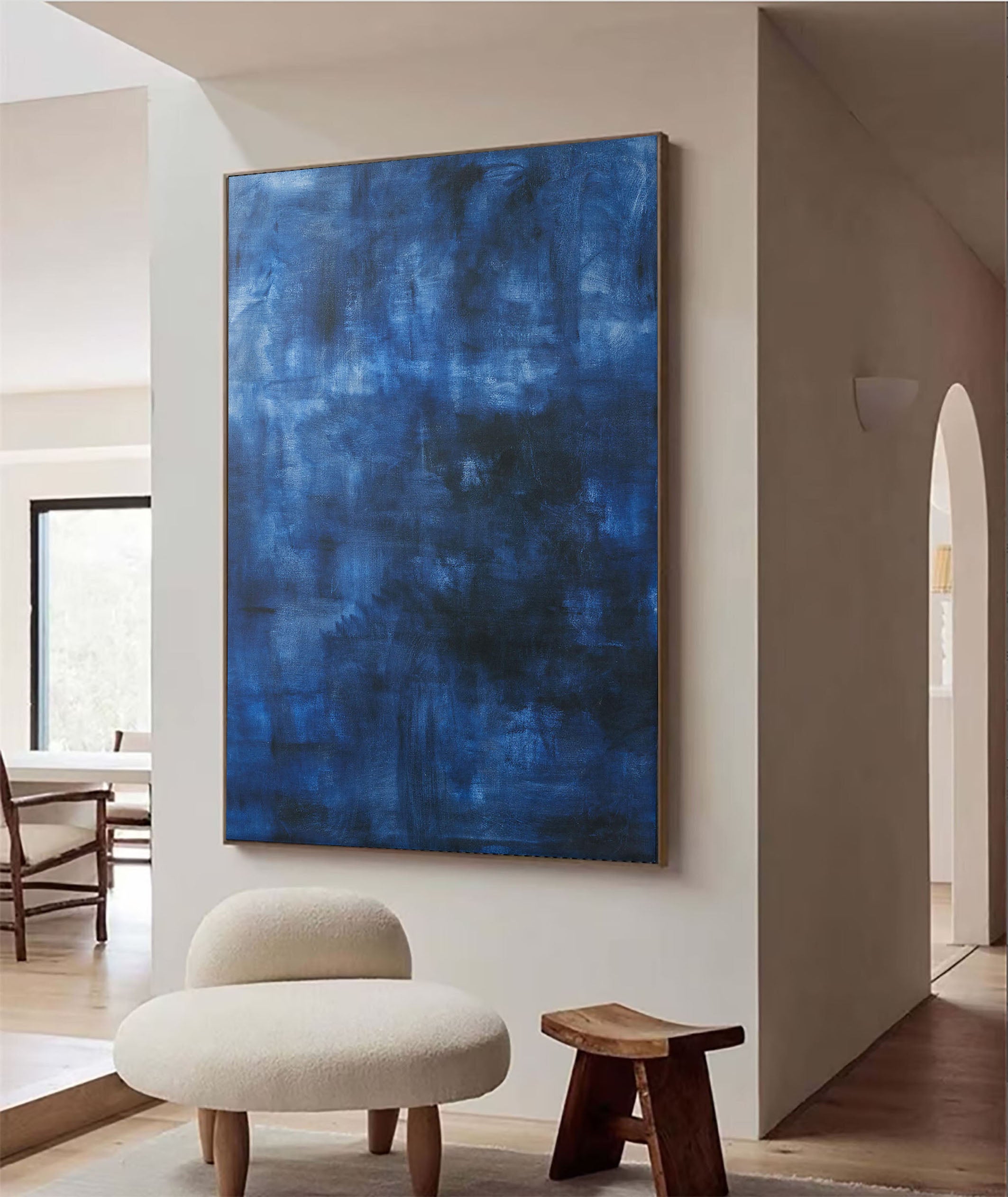 Deep Blue Modern Minimalist Canvas With Depth and Texture #BGA 047