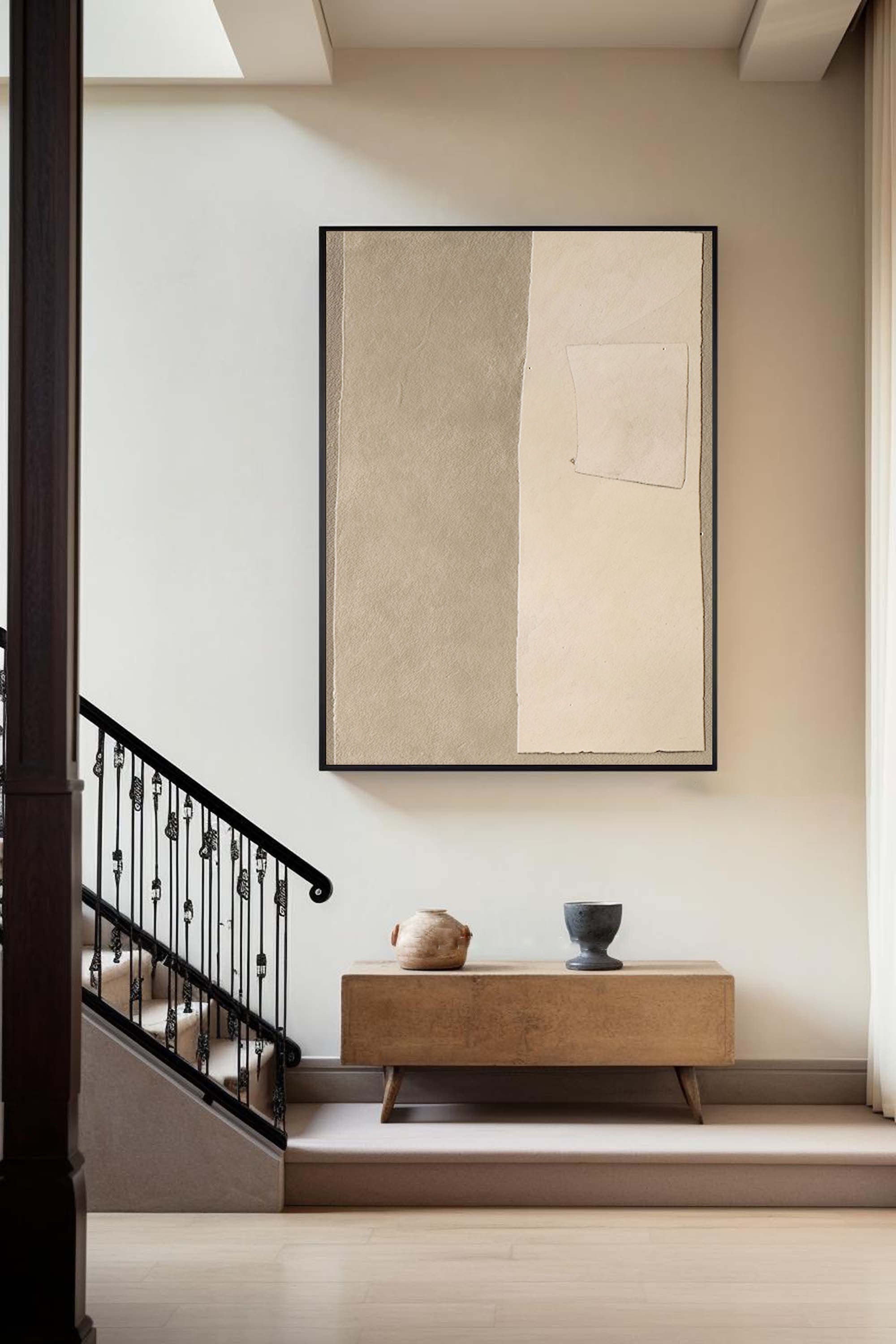 Beige & Brown Abstract Painting #LL 037