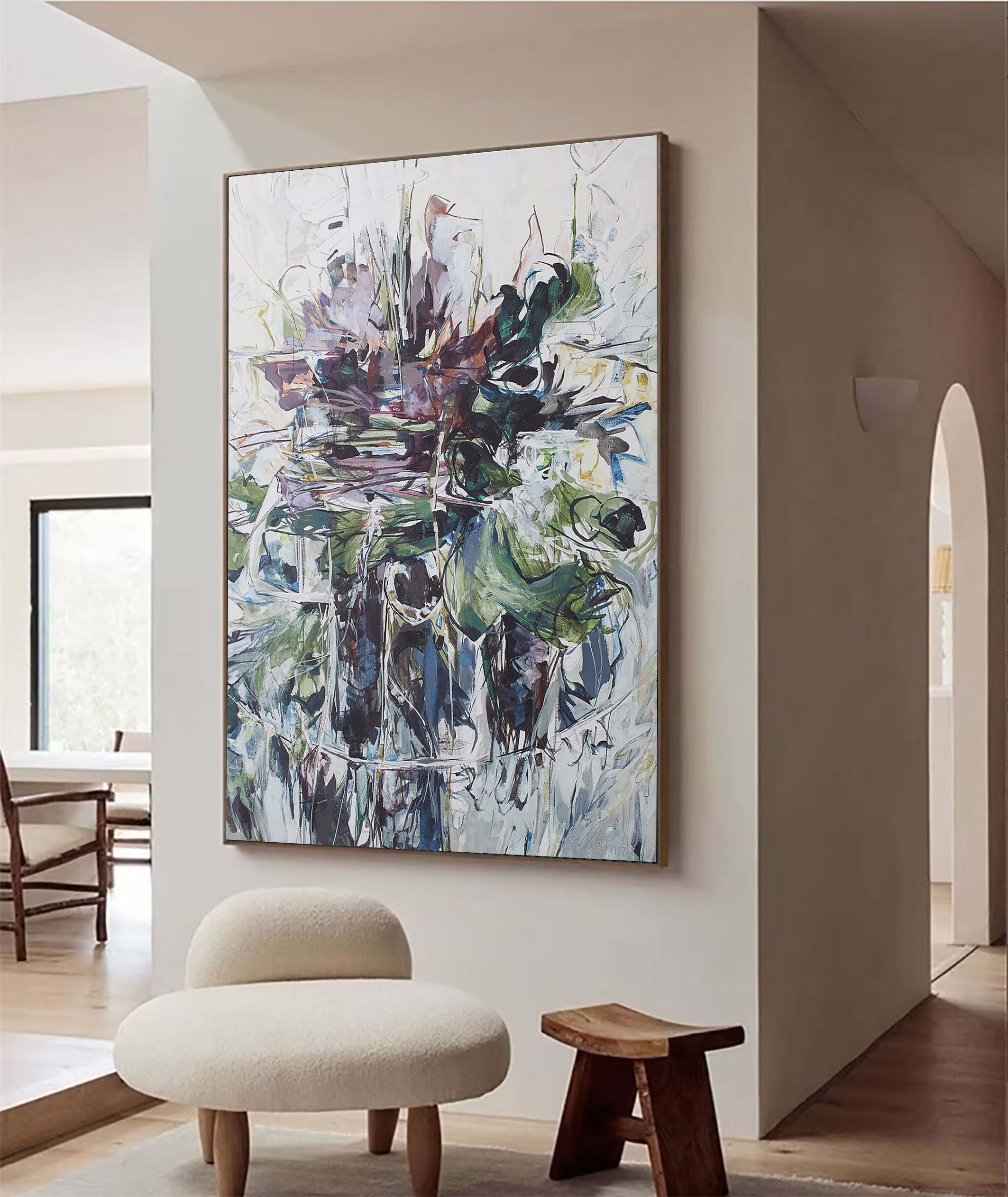 Abstract Expressionist Painting, Dark Central Form #CWA 014