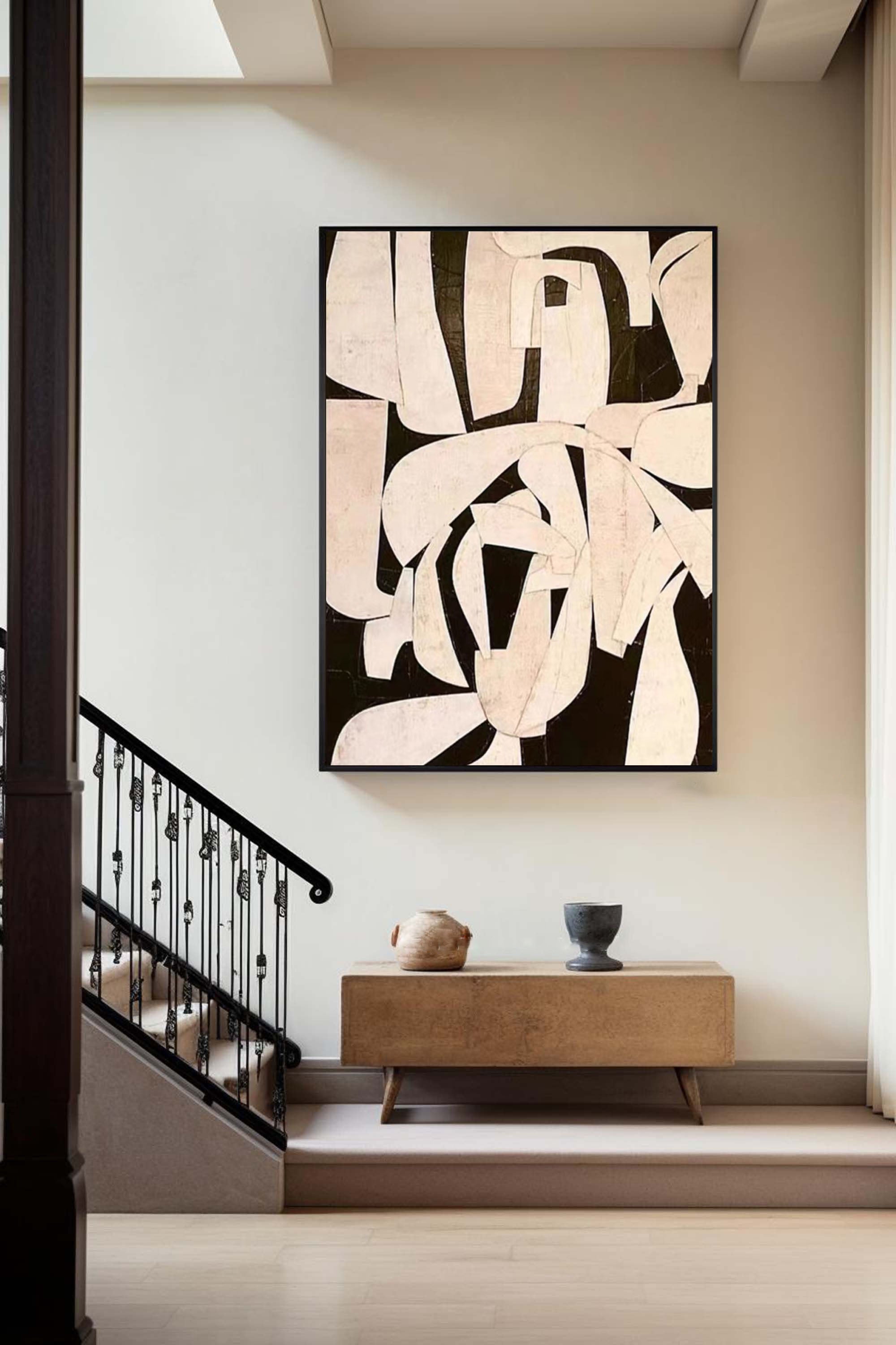 Beige & Brown Abstract Painting #LL 050