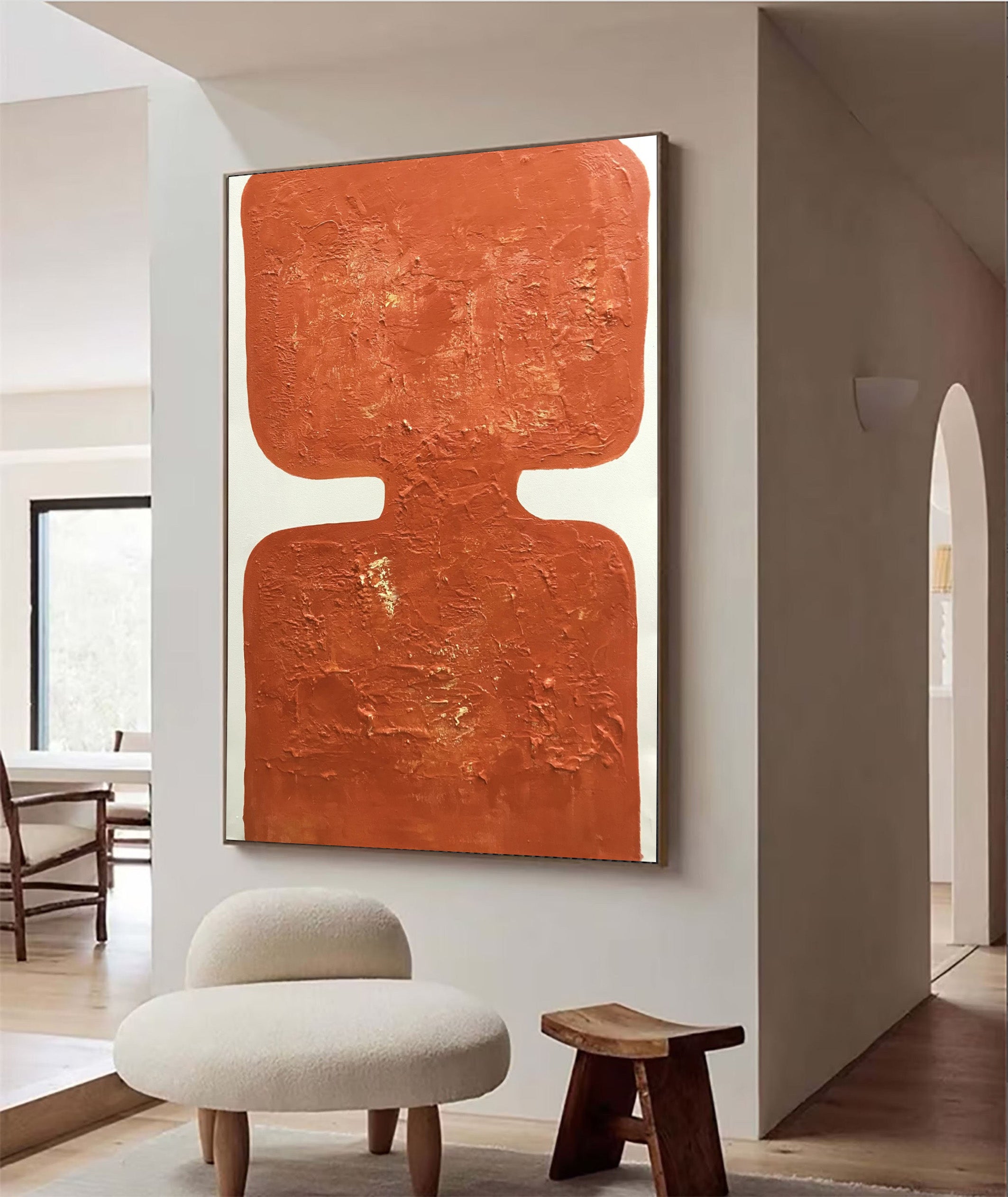Warm Orange Painting, Architectural Abstract Wall Art #BGA 120