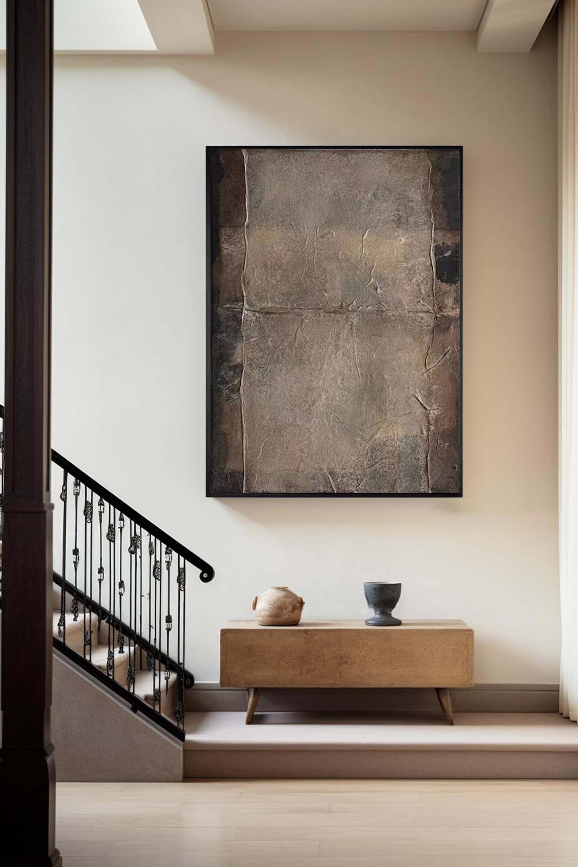 Beige & Brown Abstract Painting #LL 017