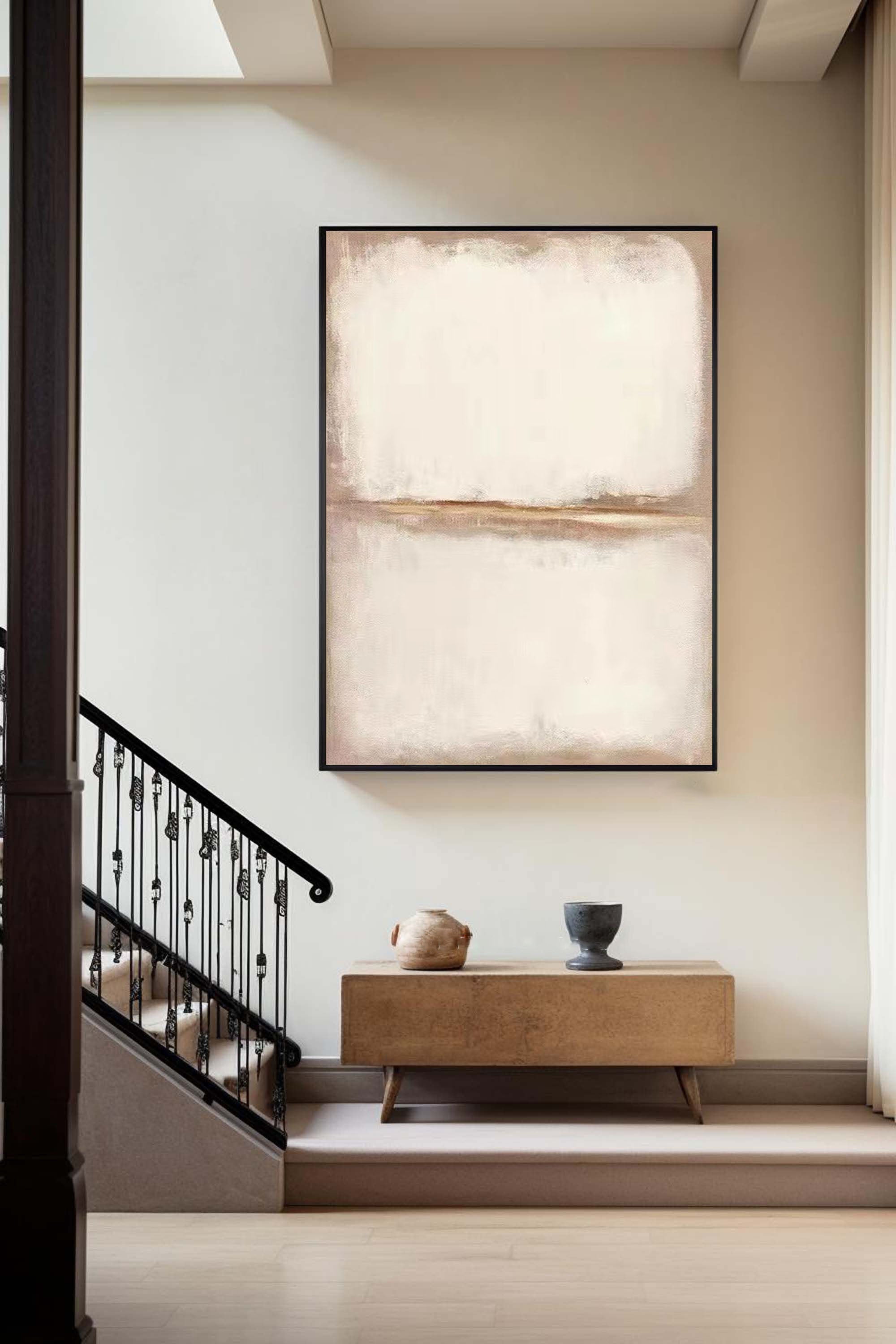 Beige & Brown Abstract Painting #LL 044