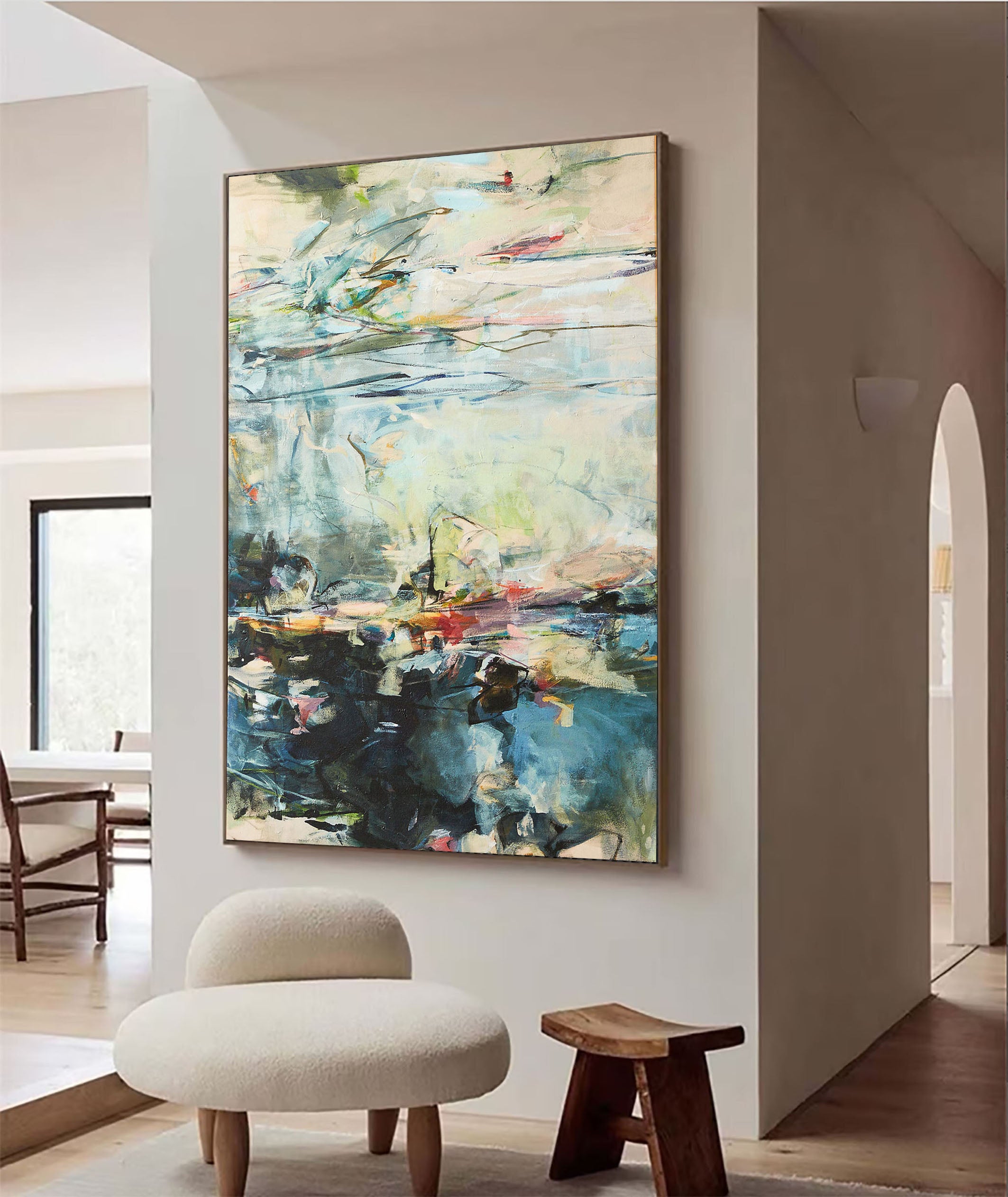 Large Blue And Green Contemporary Abstract Landscape #BGA 042