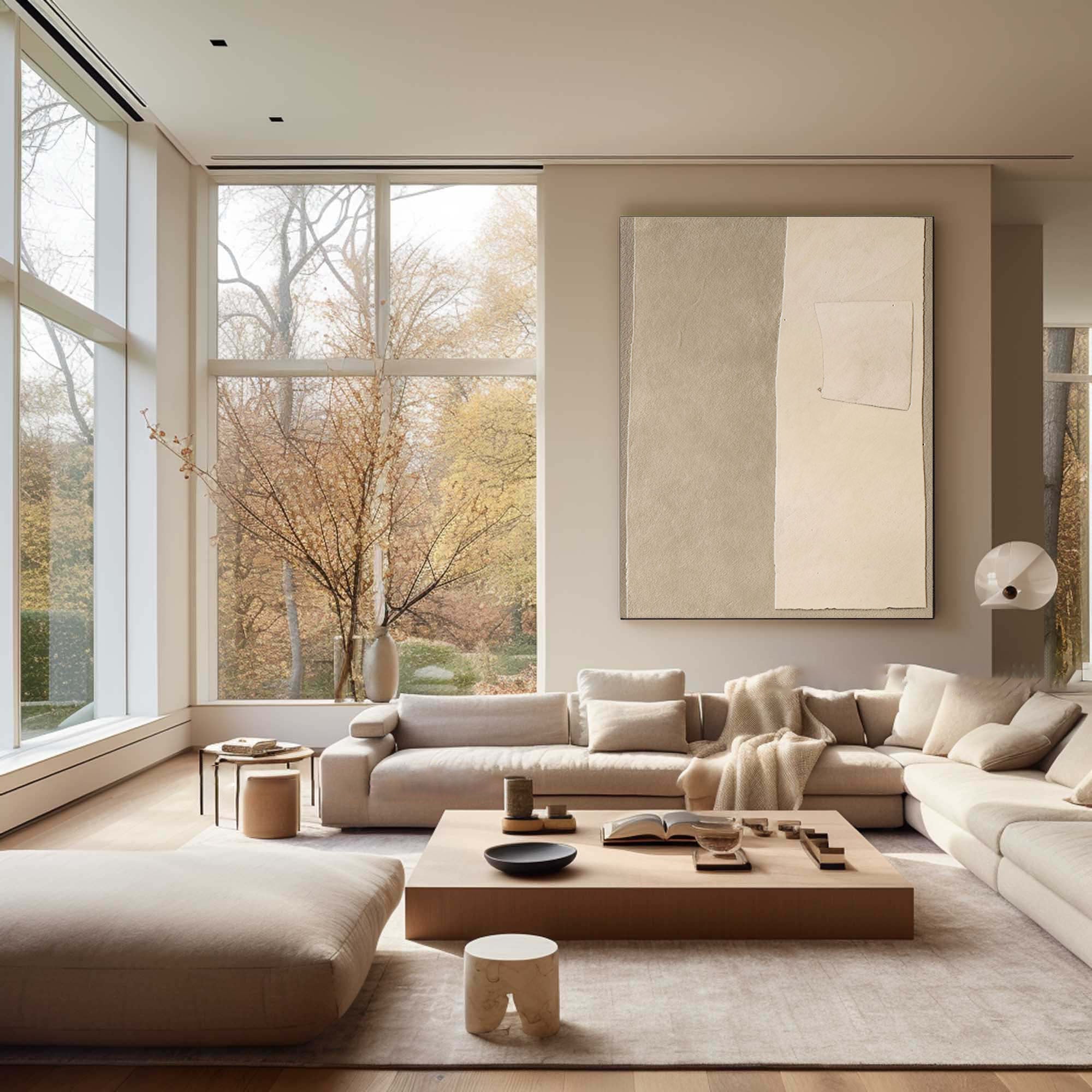 Beige & Brown Abstract Painting #LL 037