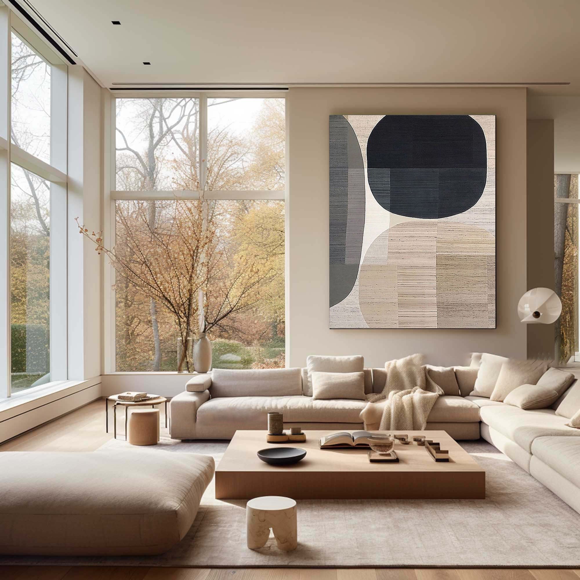 Beige & Brown Abstract Painting #LL 010