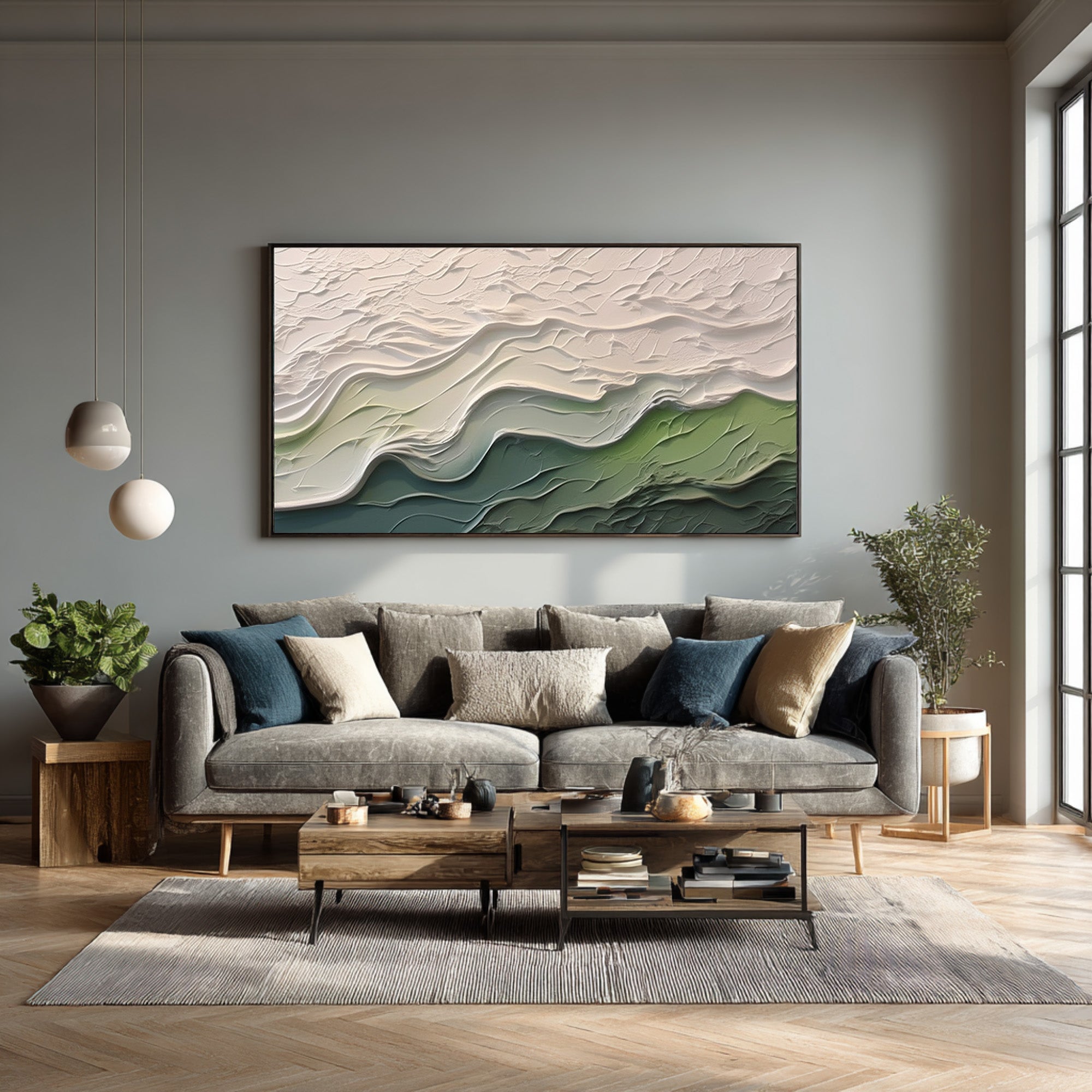 Textured Ocean Art Hand Painted Wave Painting #WG 092