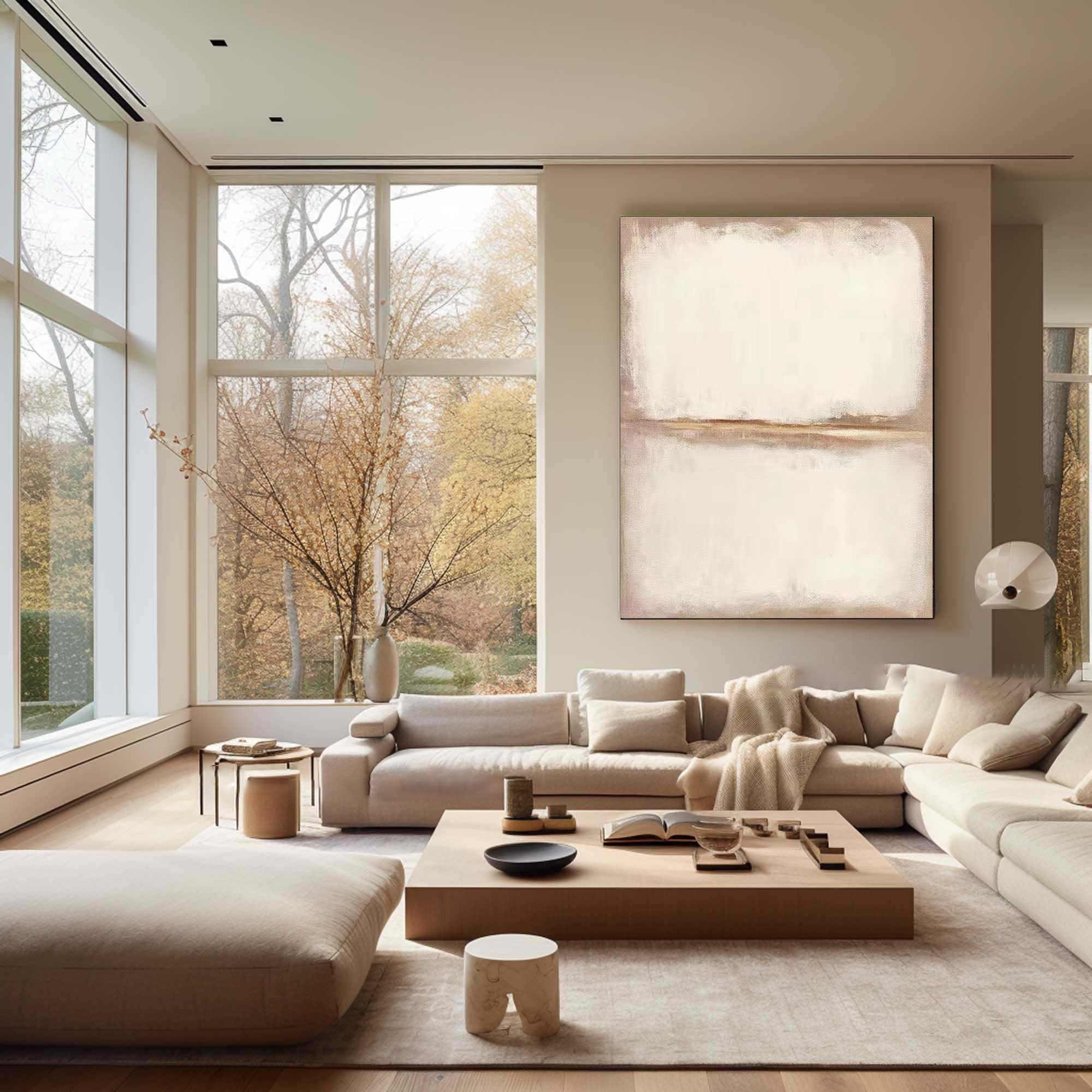 Beige & Brown Abstract Painting #LL 044