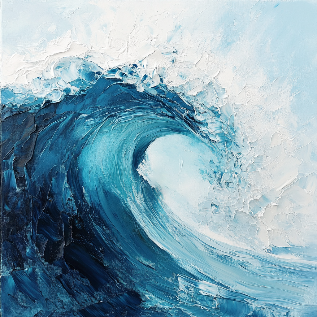 Deep Blue Impact: Bold Textured Wave, Powerful Ocean Art #BGA 149