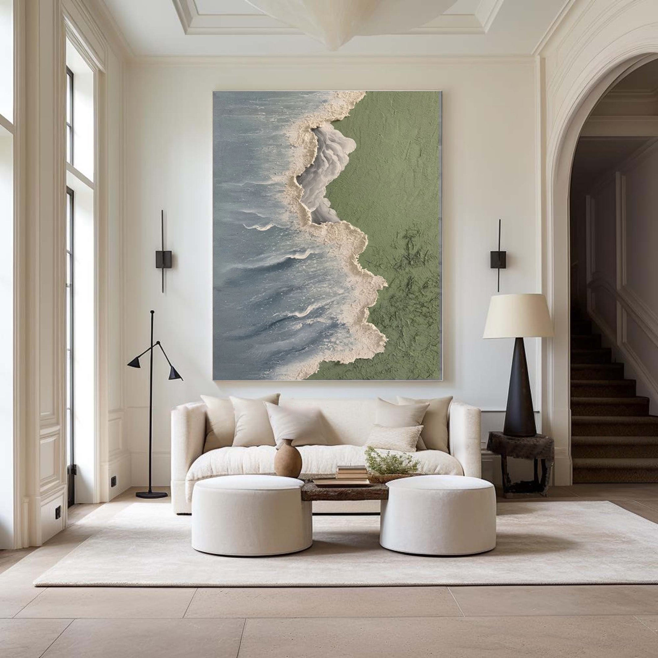 Modern 3D Texture Wall Painting, Calming Coastal View #BGA 163