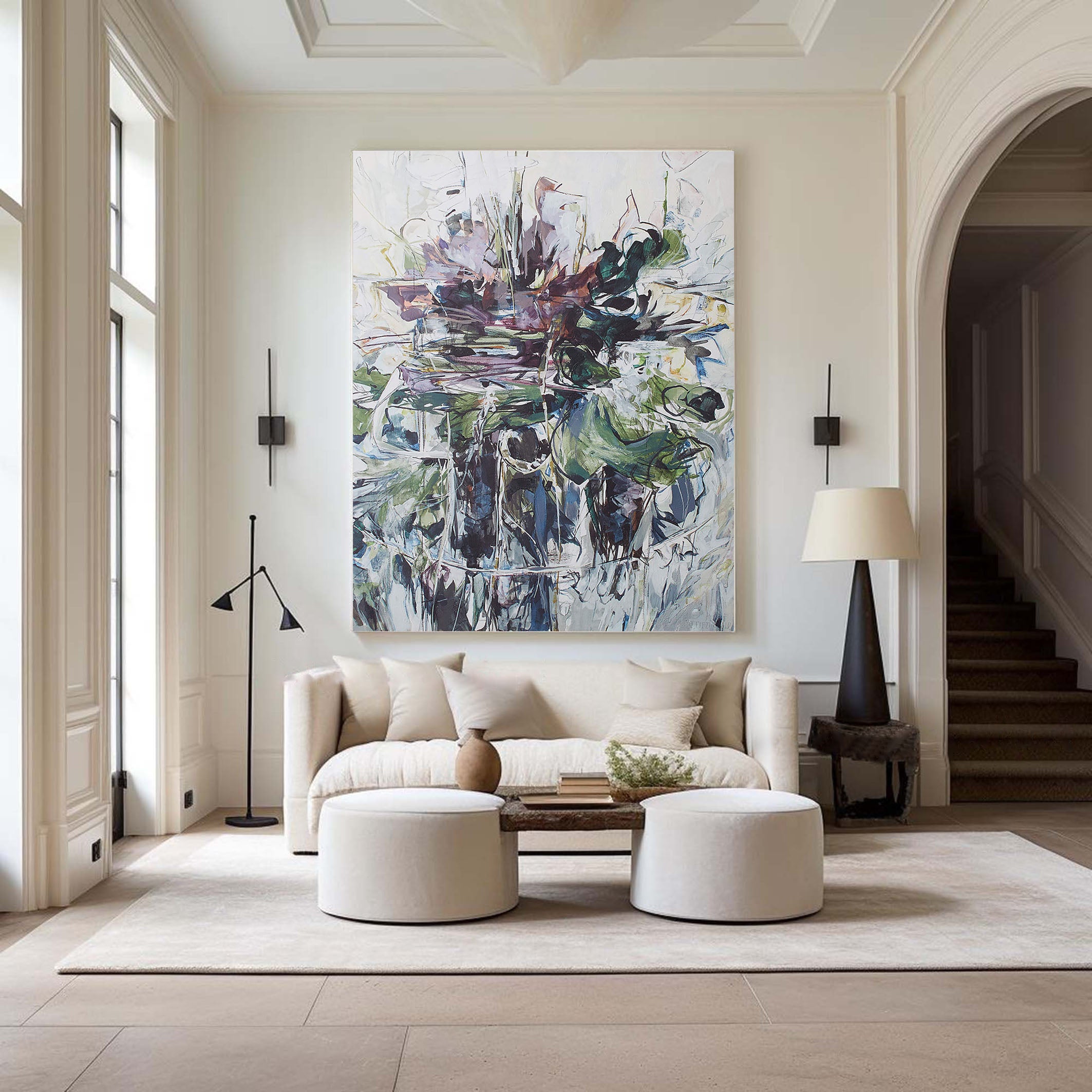 Abstract Expressionist Painting, Dark Central Form #CWA 014