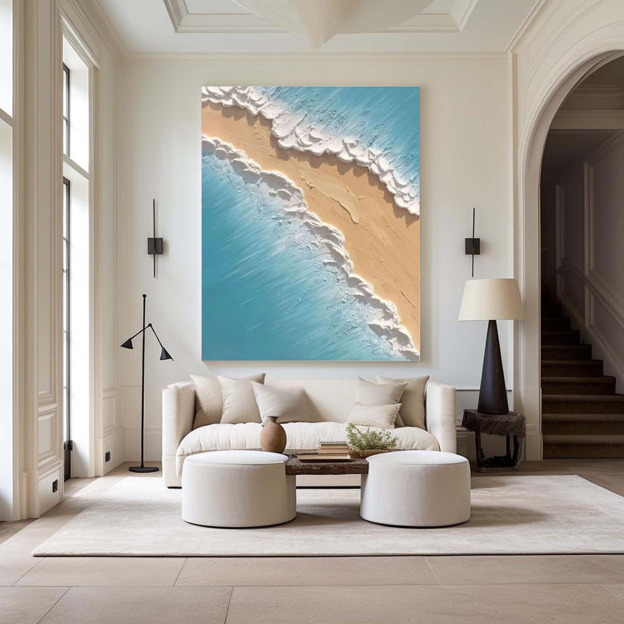 Minimalist Aerial Beachscape Wall Art, Textured Coastal View #BGA 165
