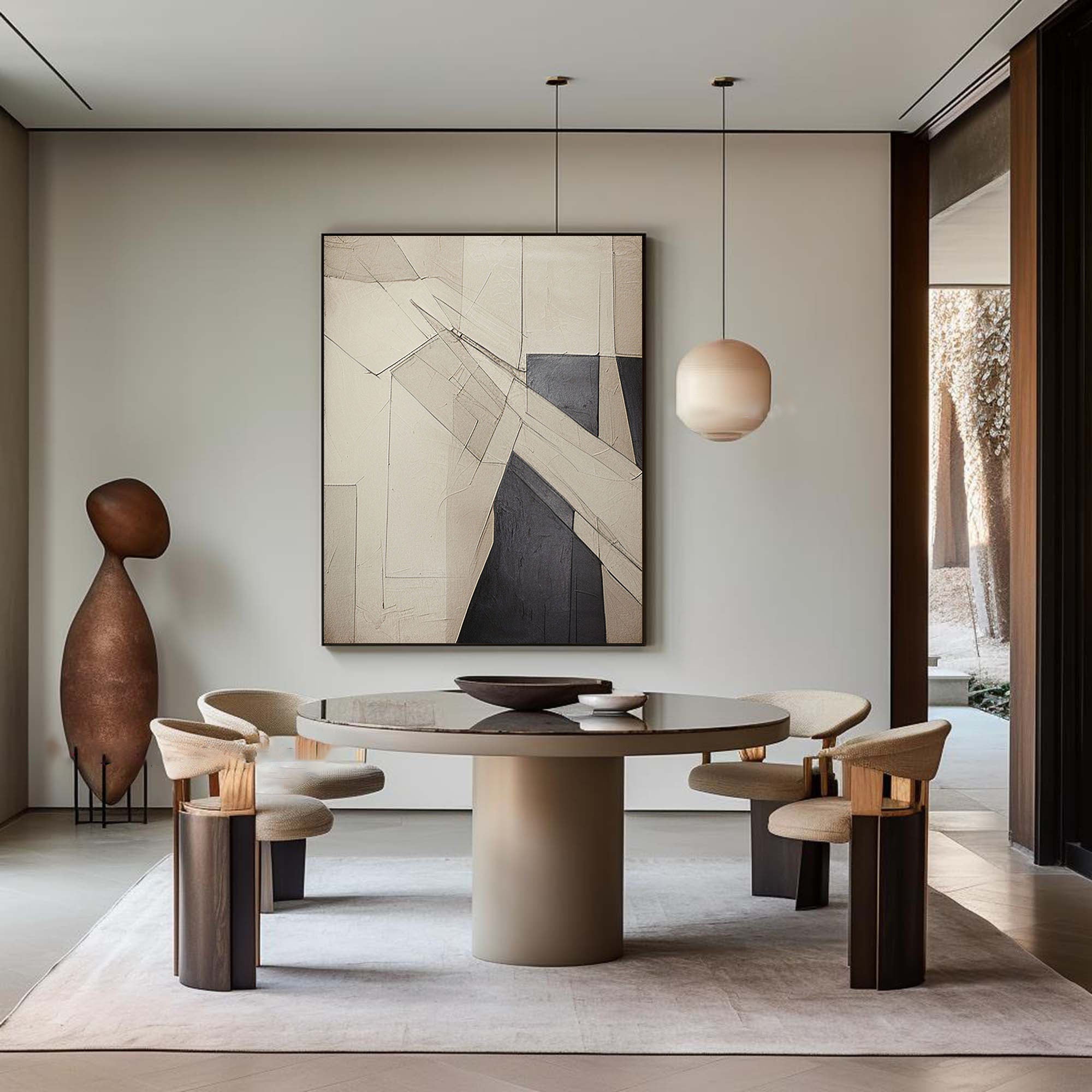 Beige & Brown Abstract Painting #LL 025