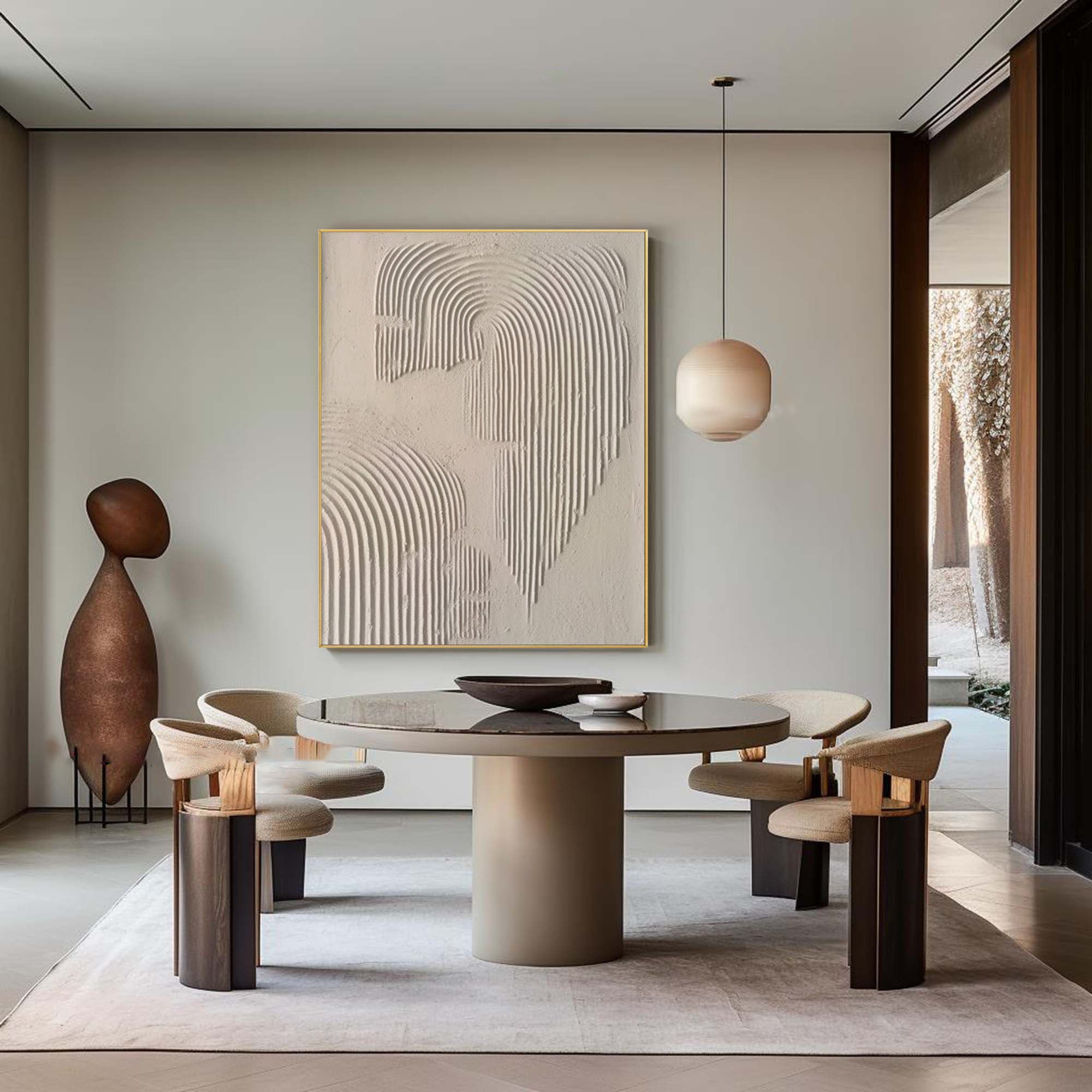 Beige & Brown Abstract Painting #LL 016