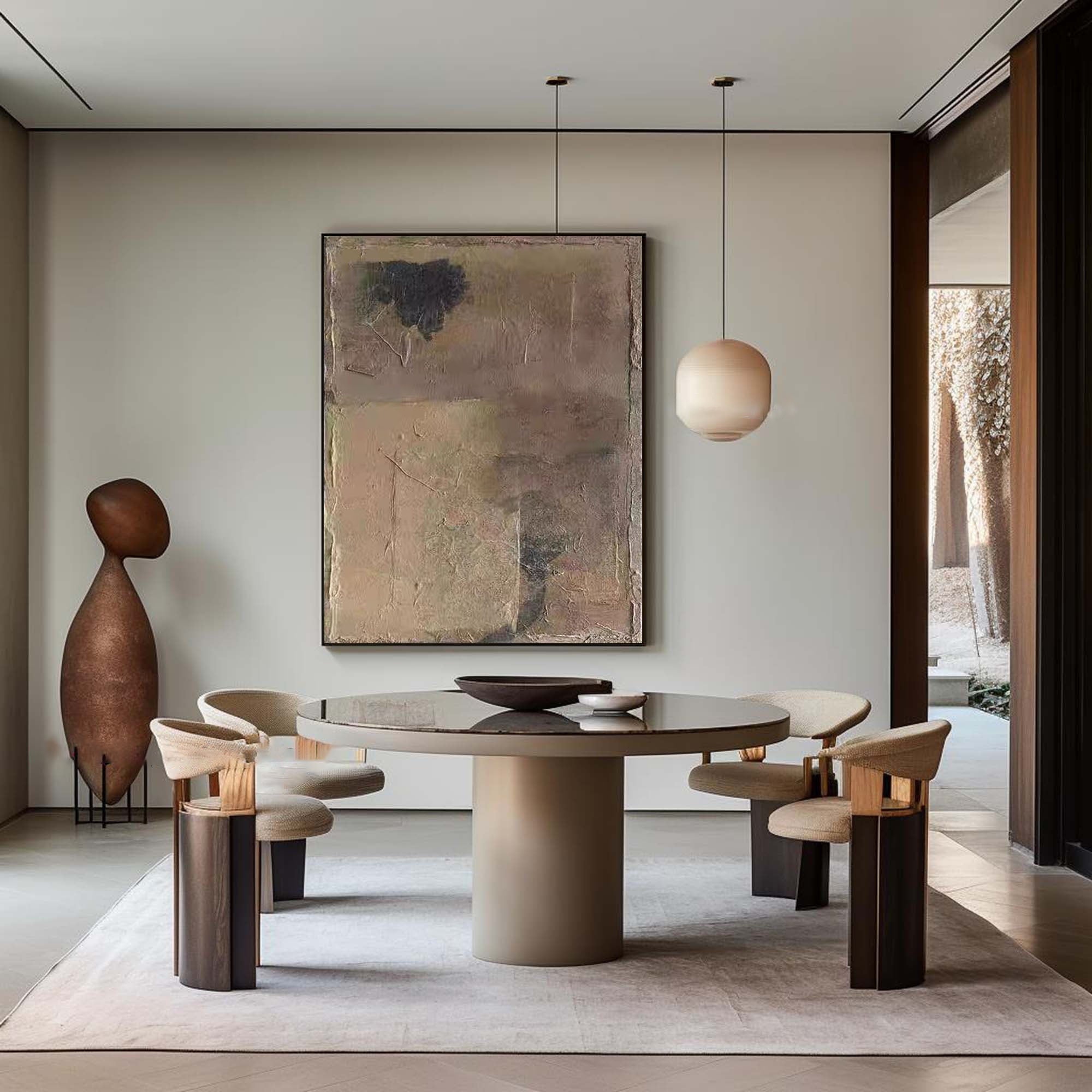 Beige & Brown Abstract Painting #LL 015