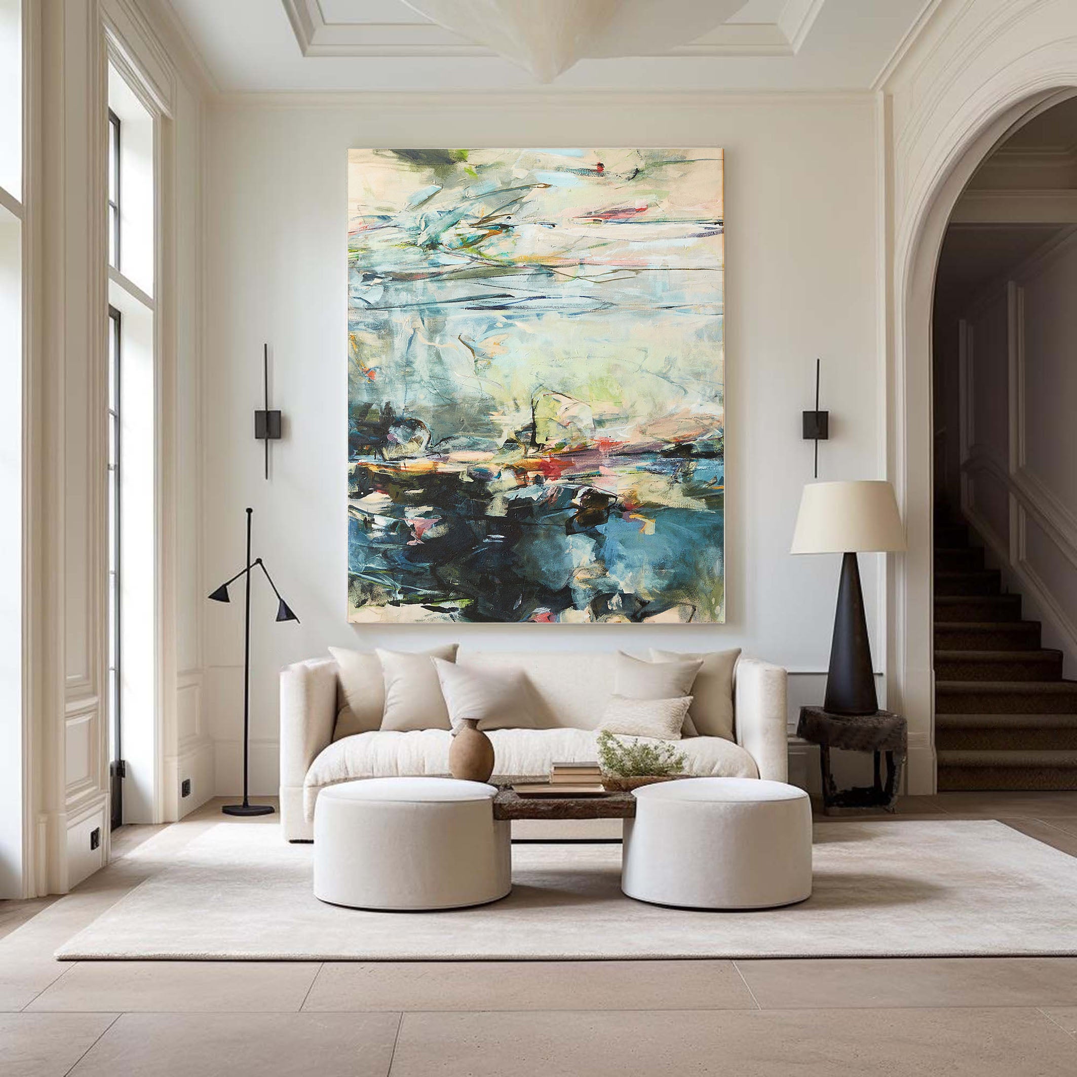 Large Blue And Green Contemporary Abstract Landscape #BGA 042