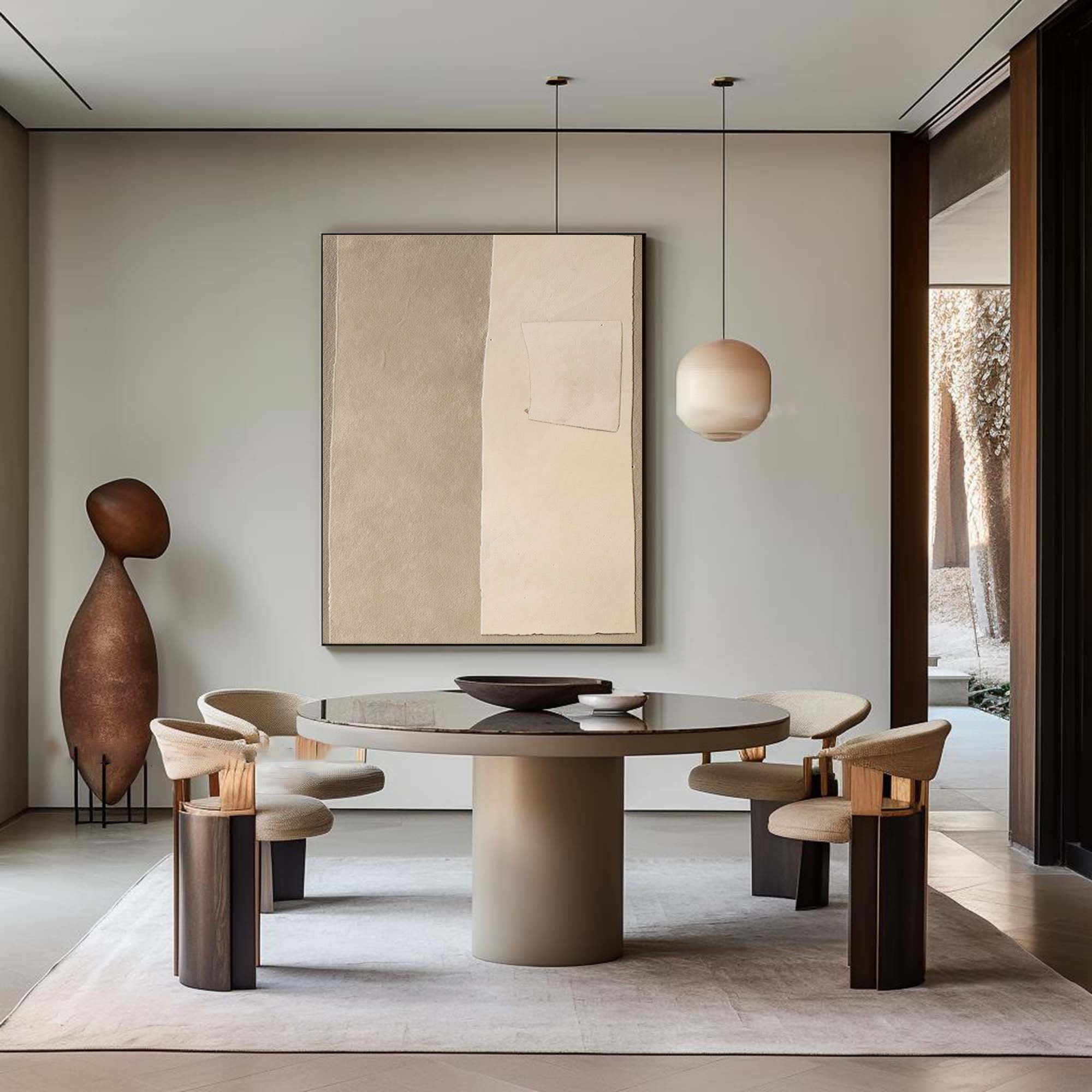 Beige & Brown Abstract Painting #LL 037