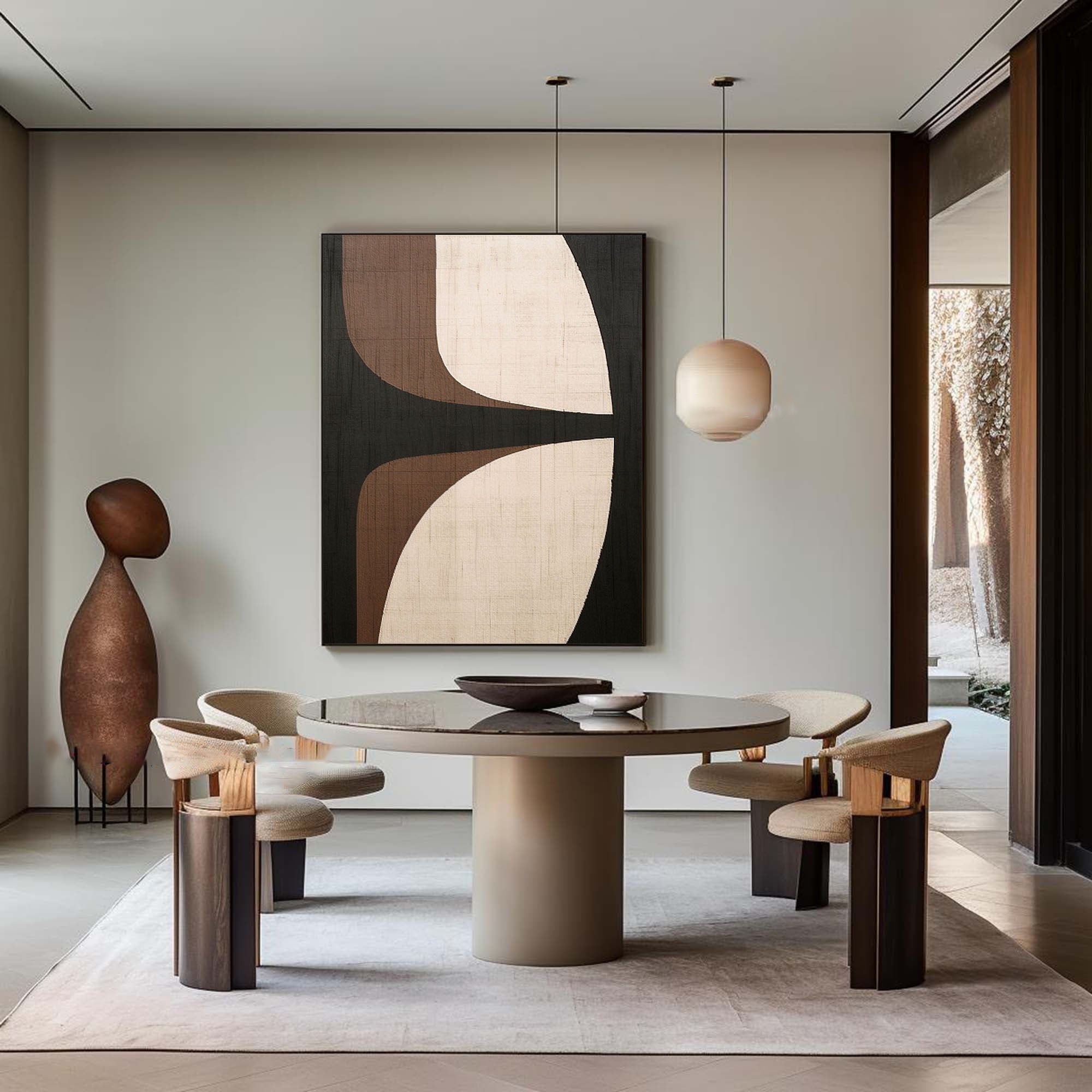 Beige & Brown Abstract Painting #LL 047