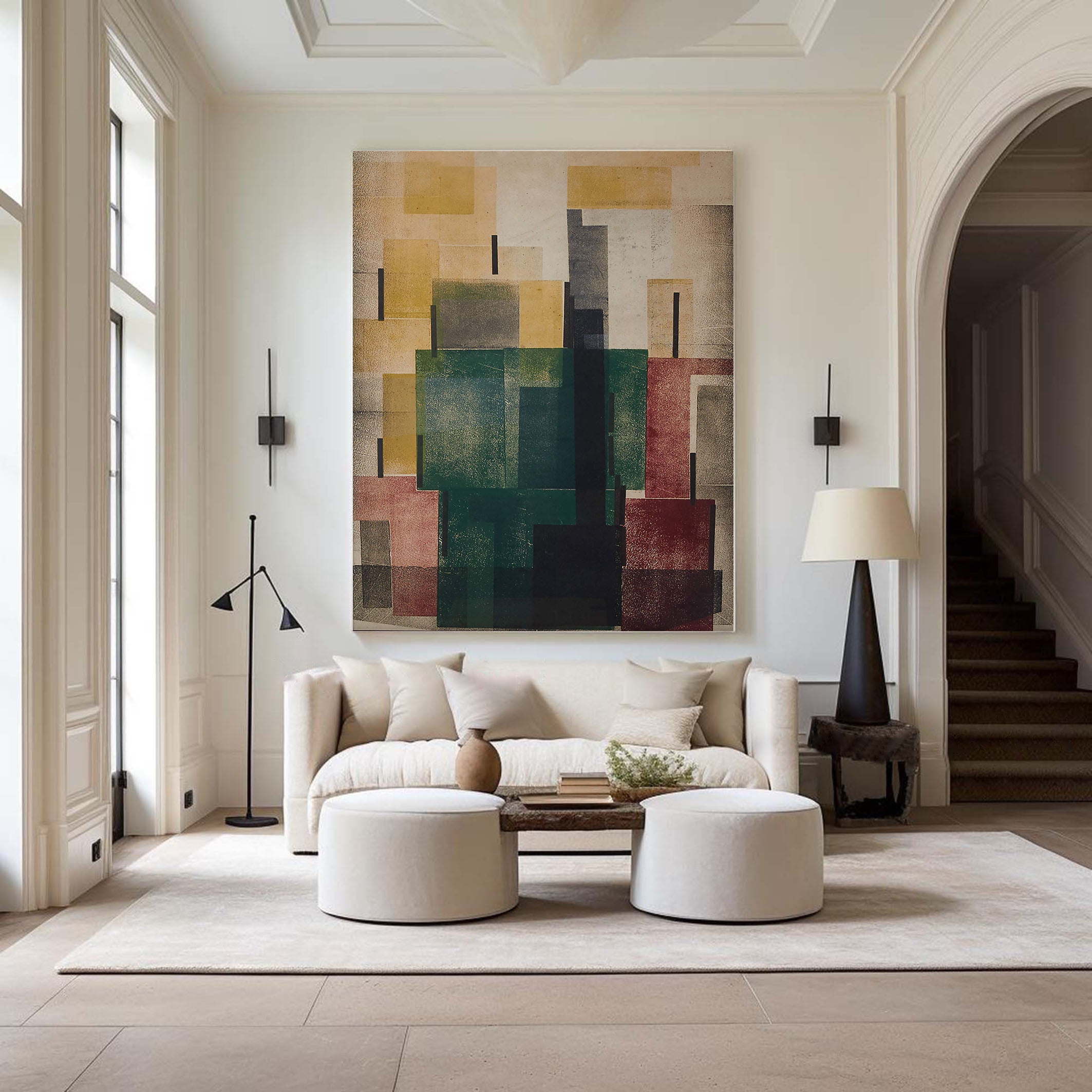 Layered Geometric Abstract In Earth Tones, Modern Minimalist #BGA 051