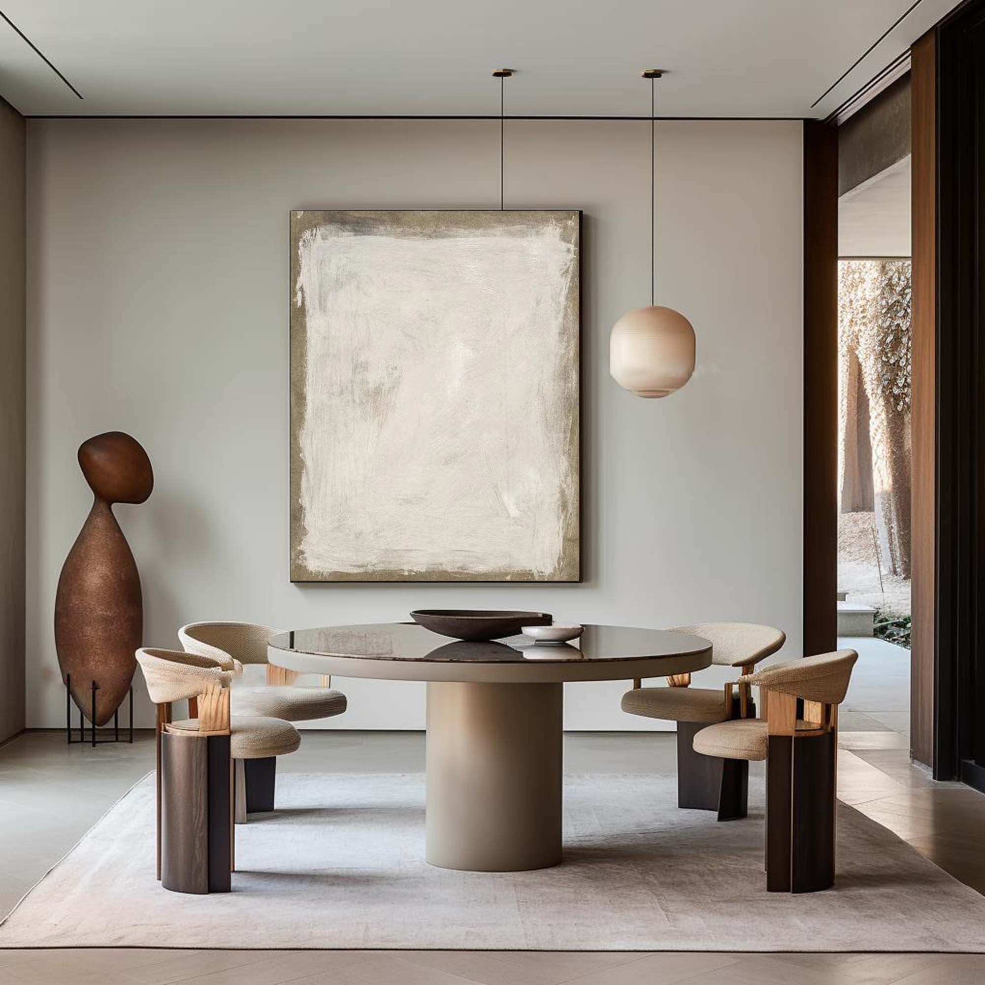 Beige & Brown Abstract Painting #LL 048