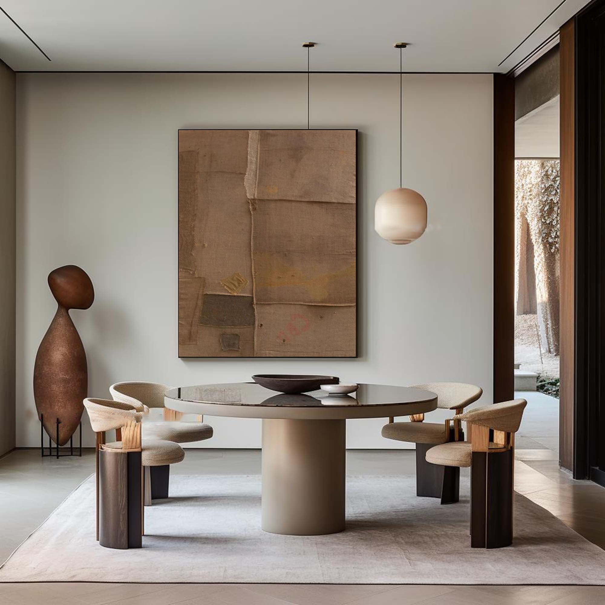 Beige & Brown Abstract Painting #LL 021