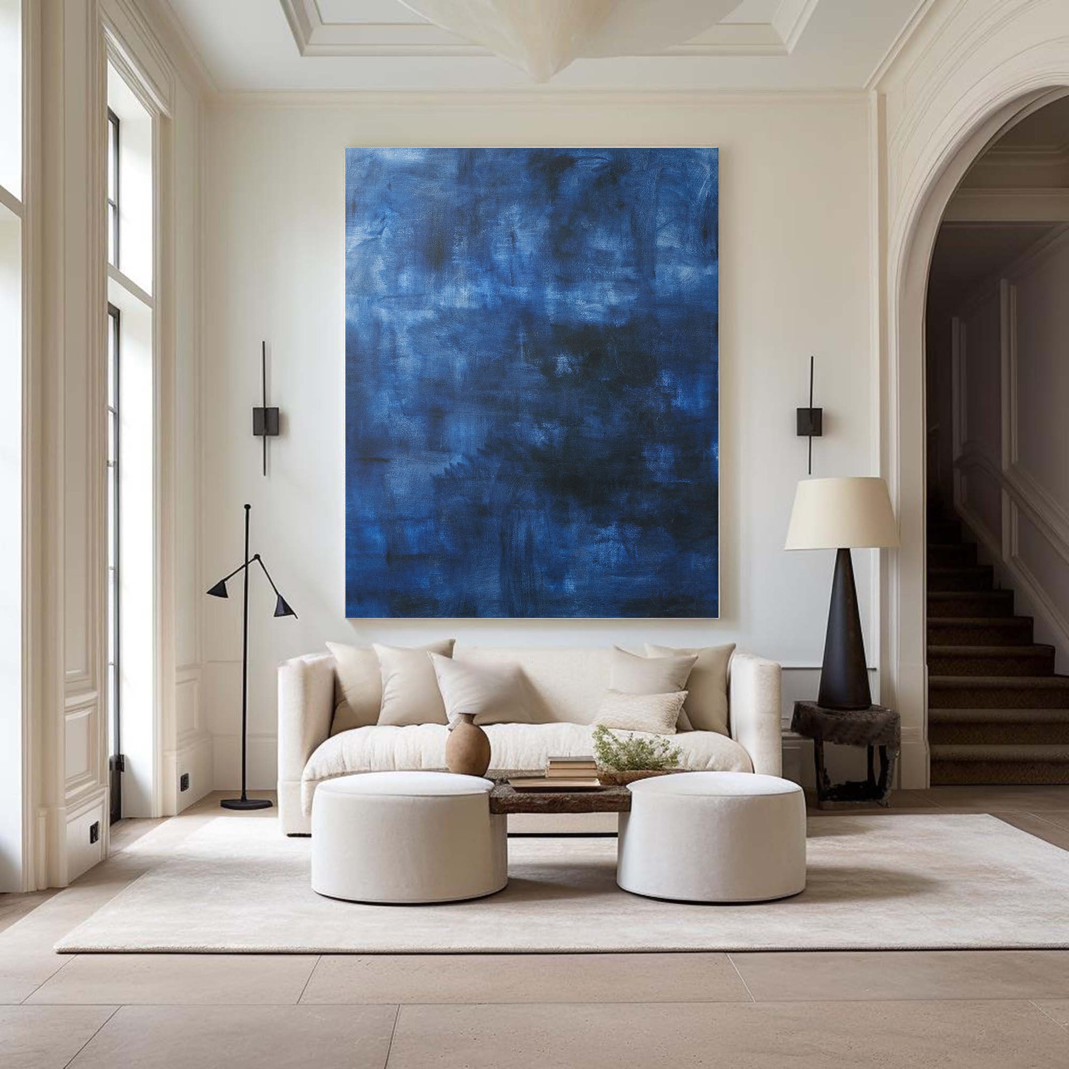 Deep Blue Modern Minimalist Canvas With Depth and Texture #BGA 047