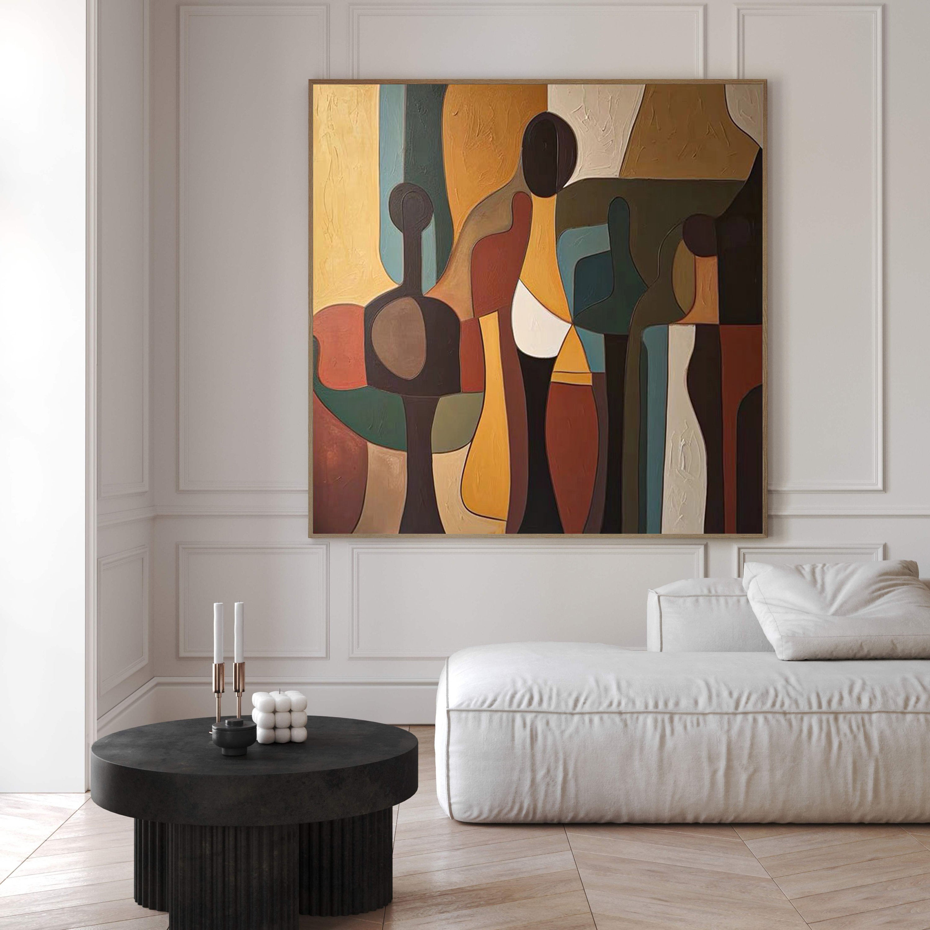 Square Abstract Figure Composition, Rich Earth Tones #BGA 141