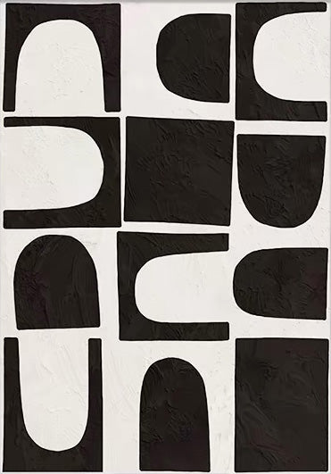 Black and White Painting, Textured Minimalist Grid Design #BGA 169