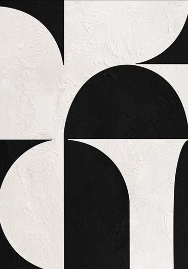 Minimalist Black and White Painting, Textured Geometric Forms #BGA 168