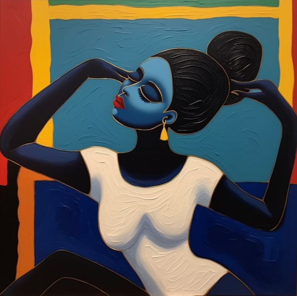 Striking Portrait with Geometric Color Fields, Elegant Art #BGA 180