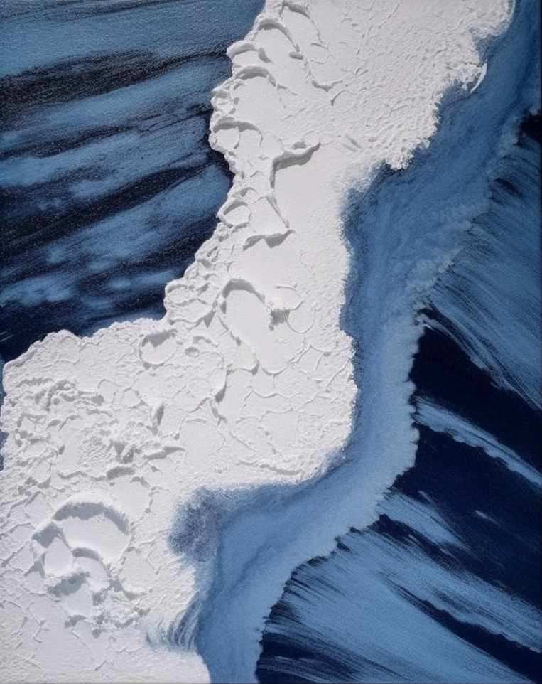 Textured Blue and White Ocean, Dynamic Seascape Wall Art #BGA 160