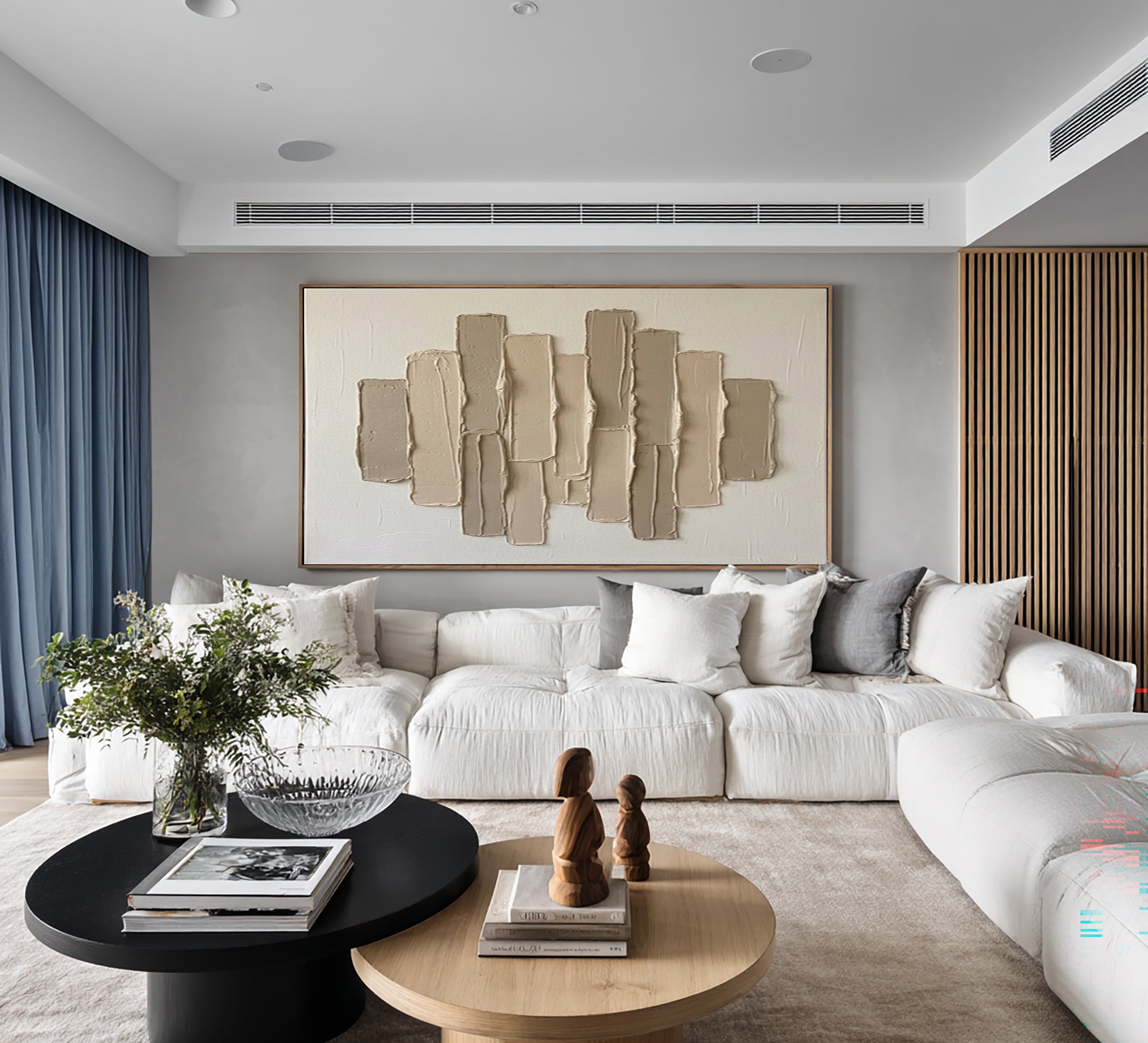 Large Neutral Skyline Texture Wall Art Hand Painted Abstract Canvas | ArtvistaGallery
