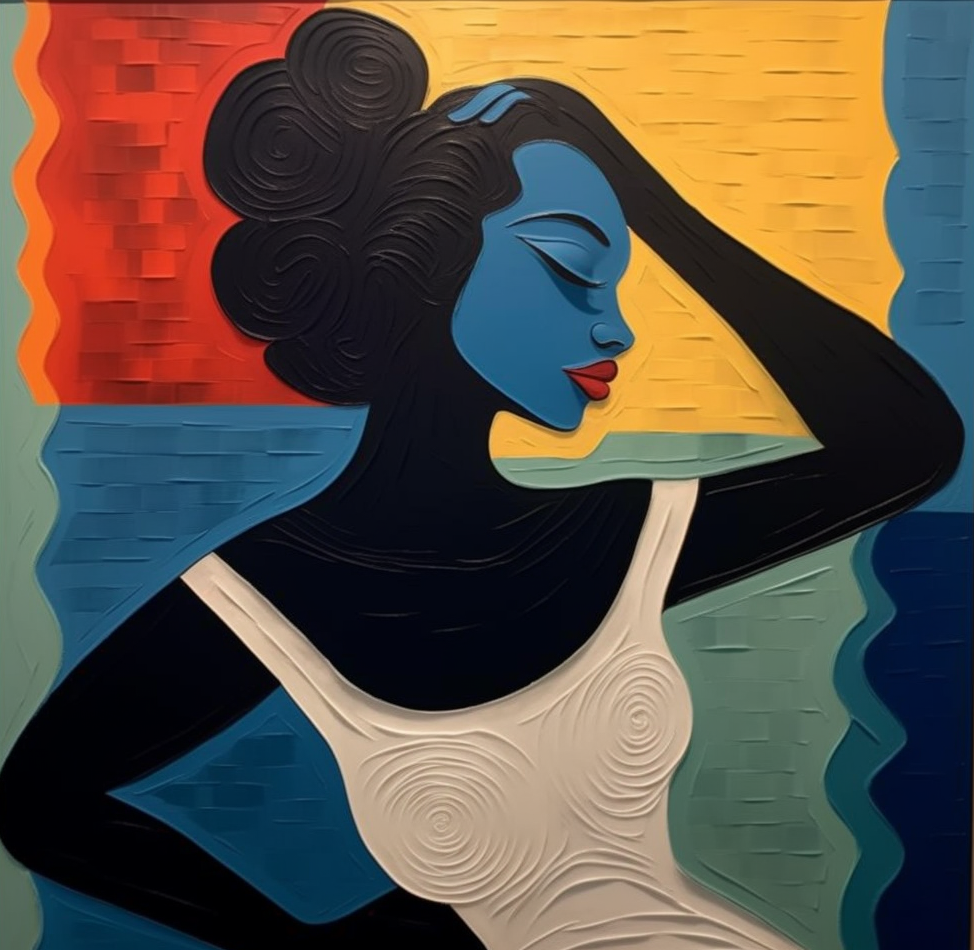 Textured Portrait with Bold Color Blocks, Modern Surreal #BGA 158