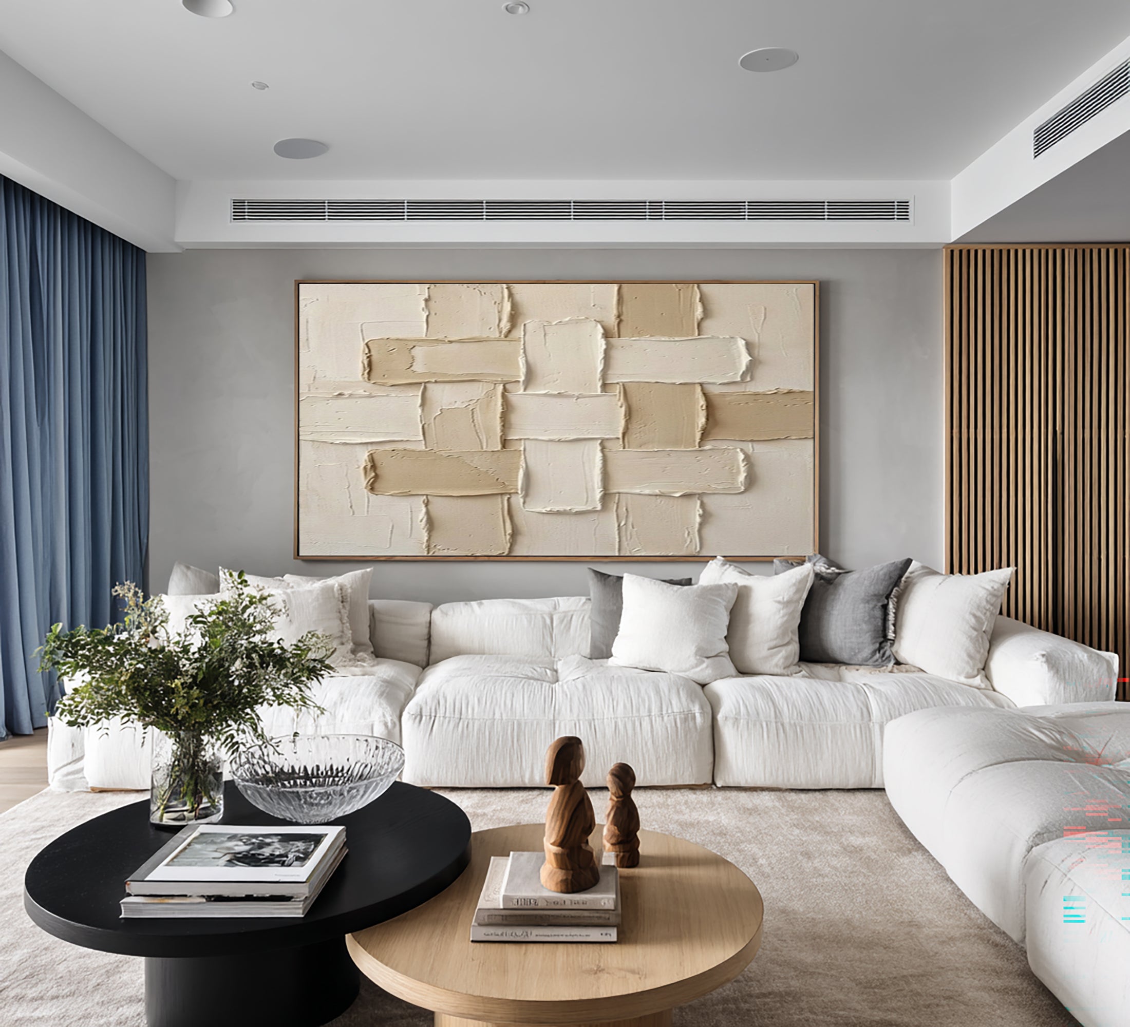 Large Textured Abstract Wall Art Neutral Geometric Canvas Painting | ArtvistaGallery