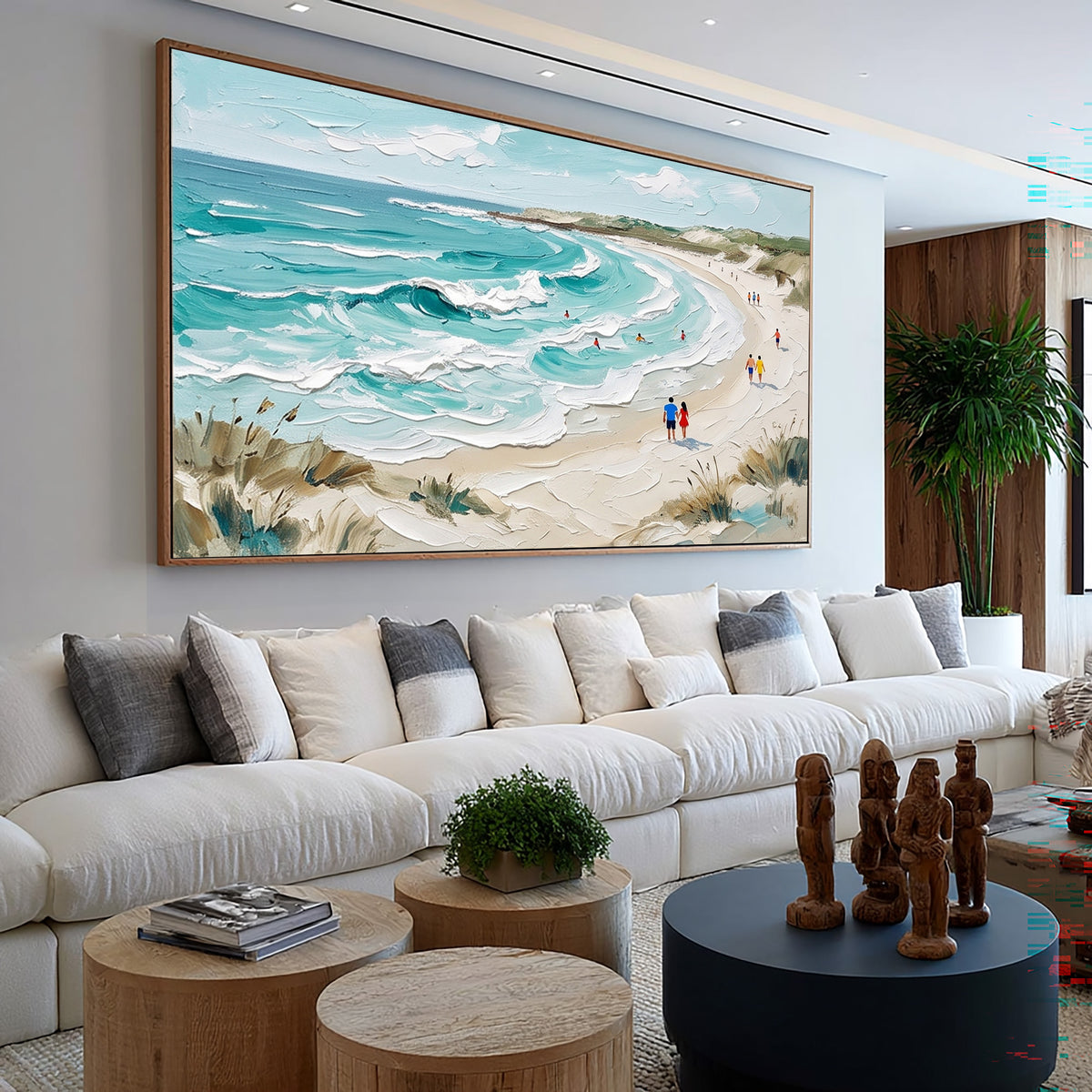 Turquoise Ocean Waves White Surf Textured Coastal Wall Art Painting