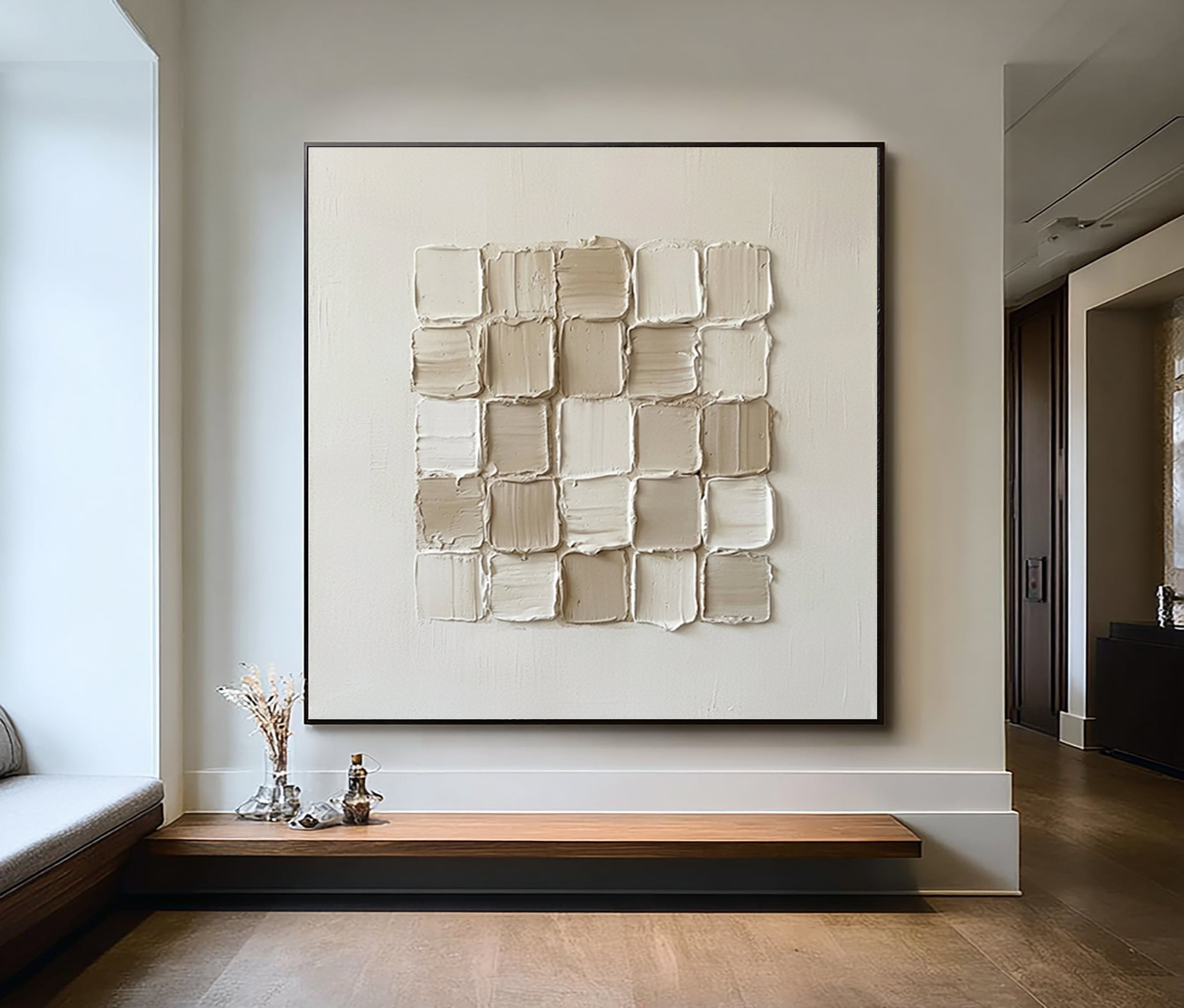 Large Organic Relief Composition Wall Art Neutral Contemporary Texture Painting