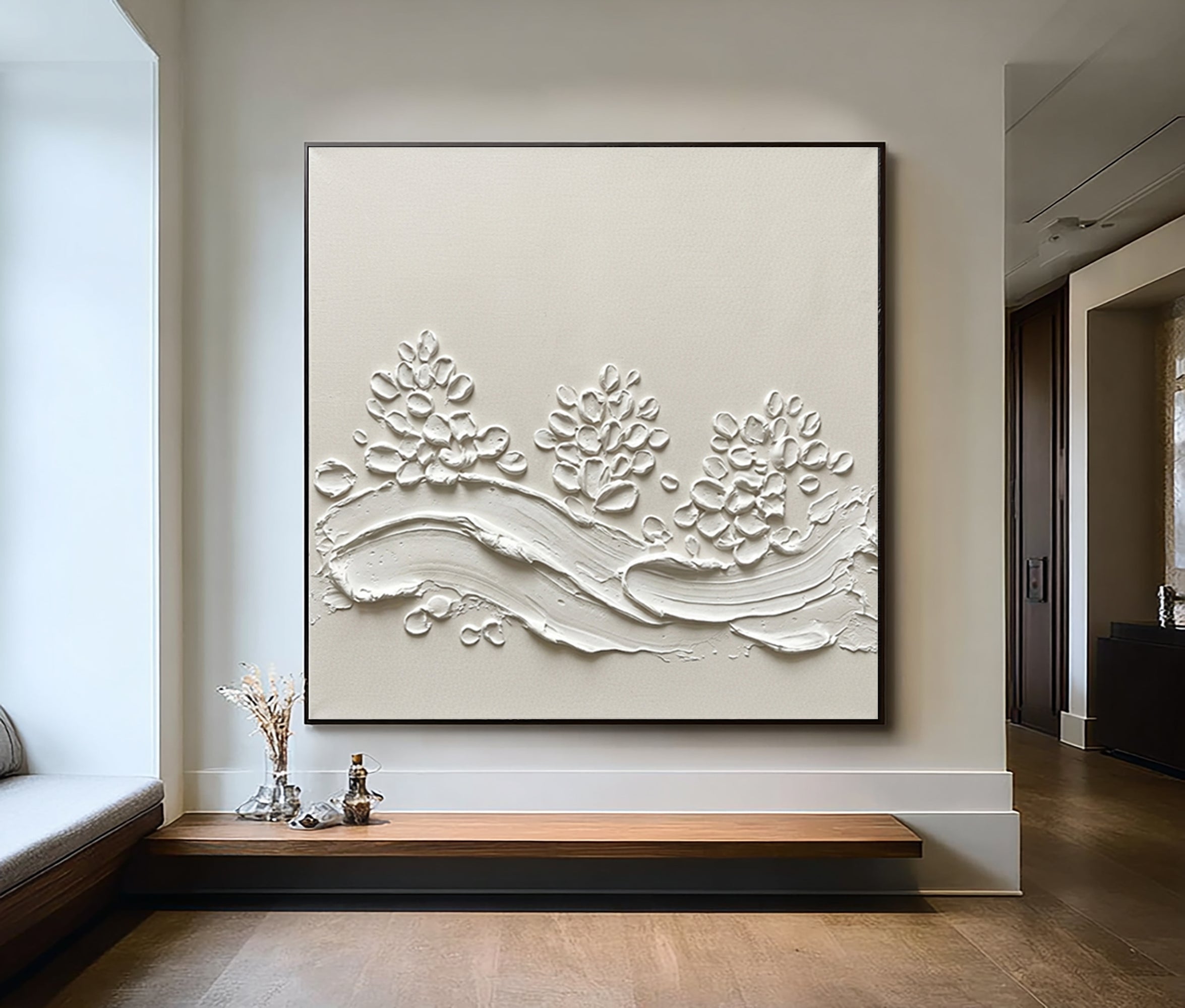 Large Layered Limestone Relief Wall Art Neutral Contemporary Texture Painting