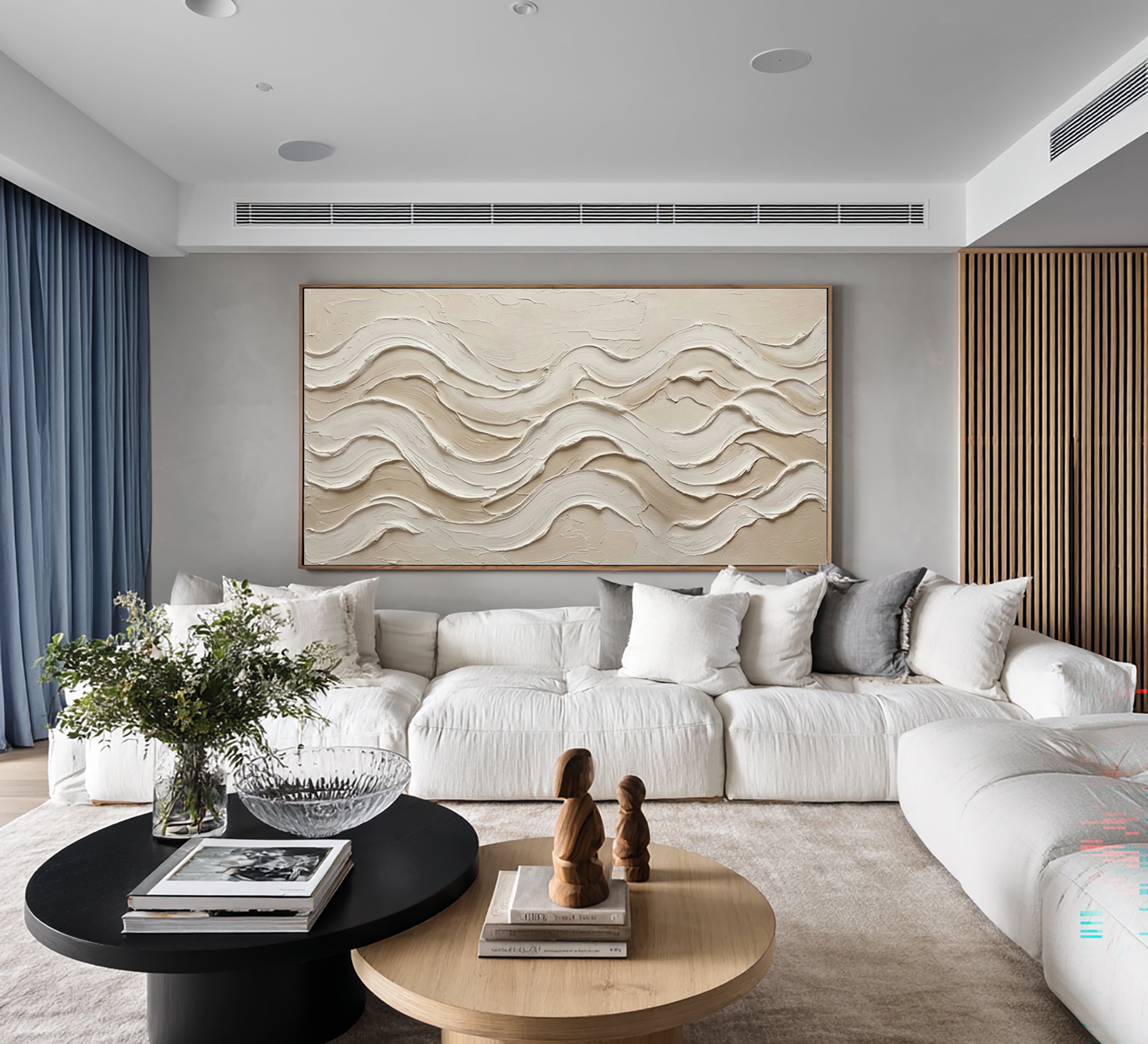 Large Textured Abstract Wall Art Neutral Geometric Canvas Painting | ArtvistaGallery